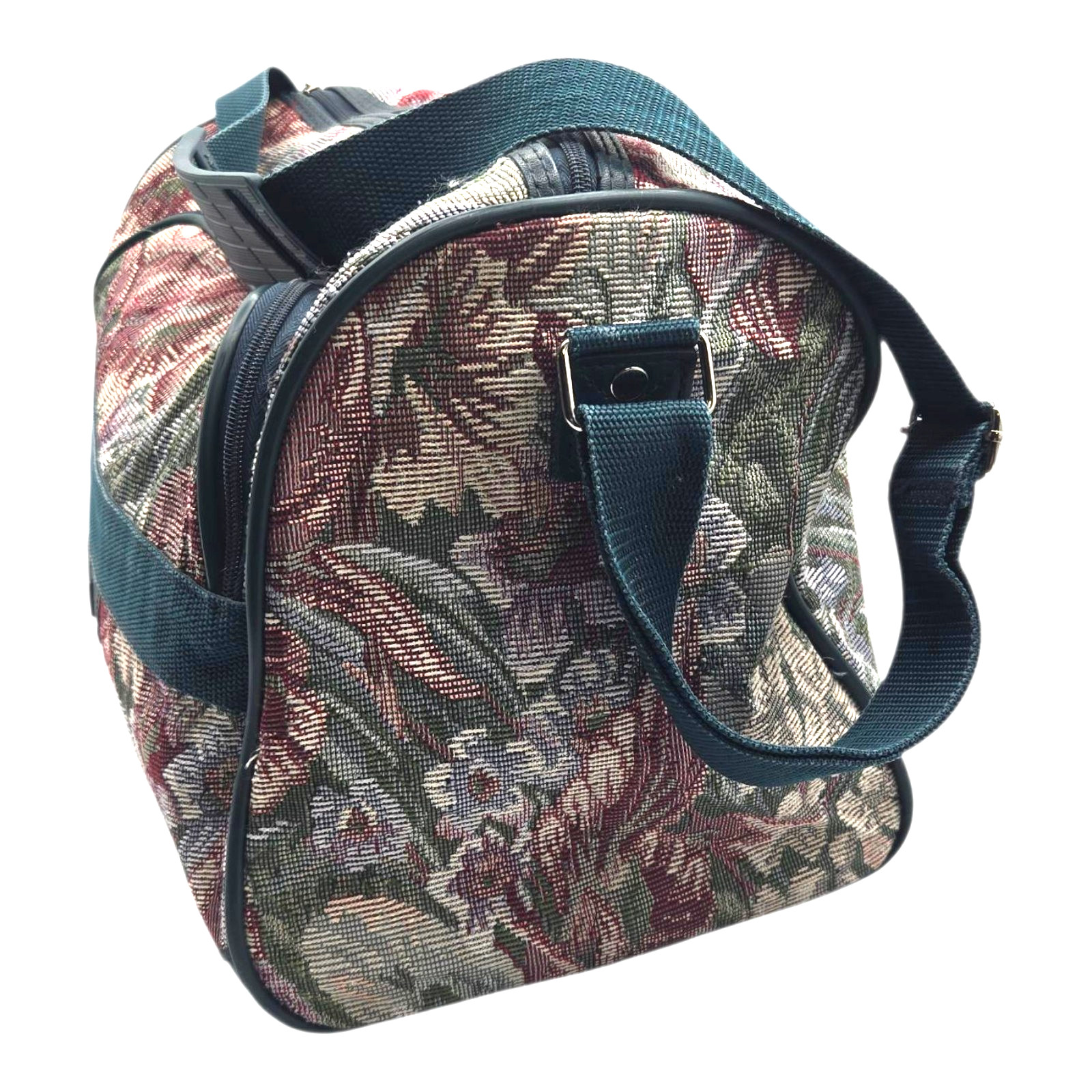 Vtg Airway Floral Tweed carry on travel bag luggage with shoulder strap 15 9 9