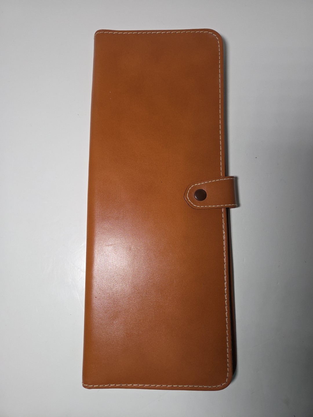 Vintage Mid-Century Leather Snapping Tie Travel Case Brown Hanging