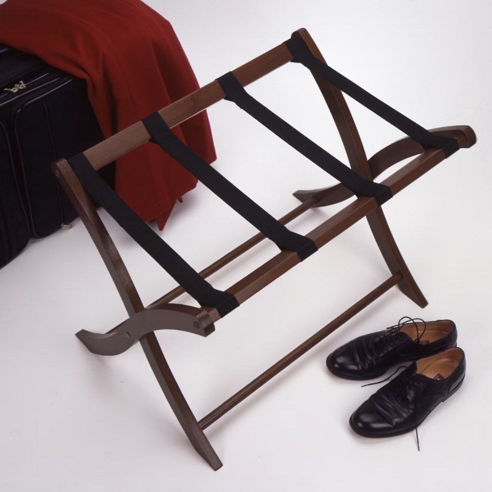 Wooden Finish Luggage Rack for Suitcases and Bags Storage Organizer