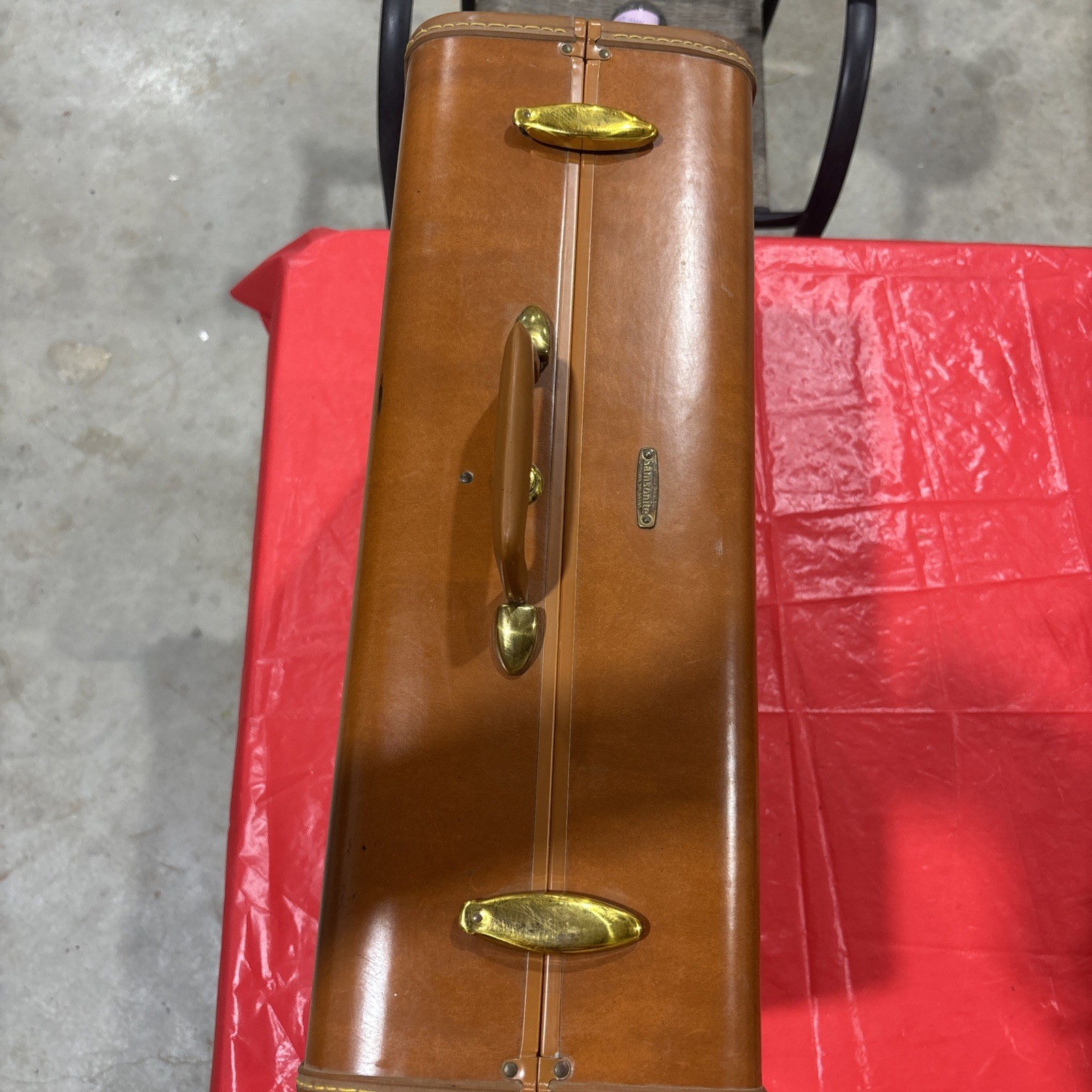 Vintage Samsonite Shwayder Bros. Saddle Tan Hardshell Suitcase Style 4651 W/ Key