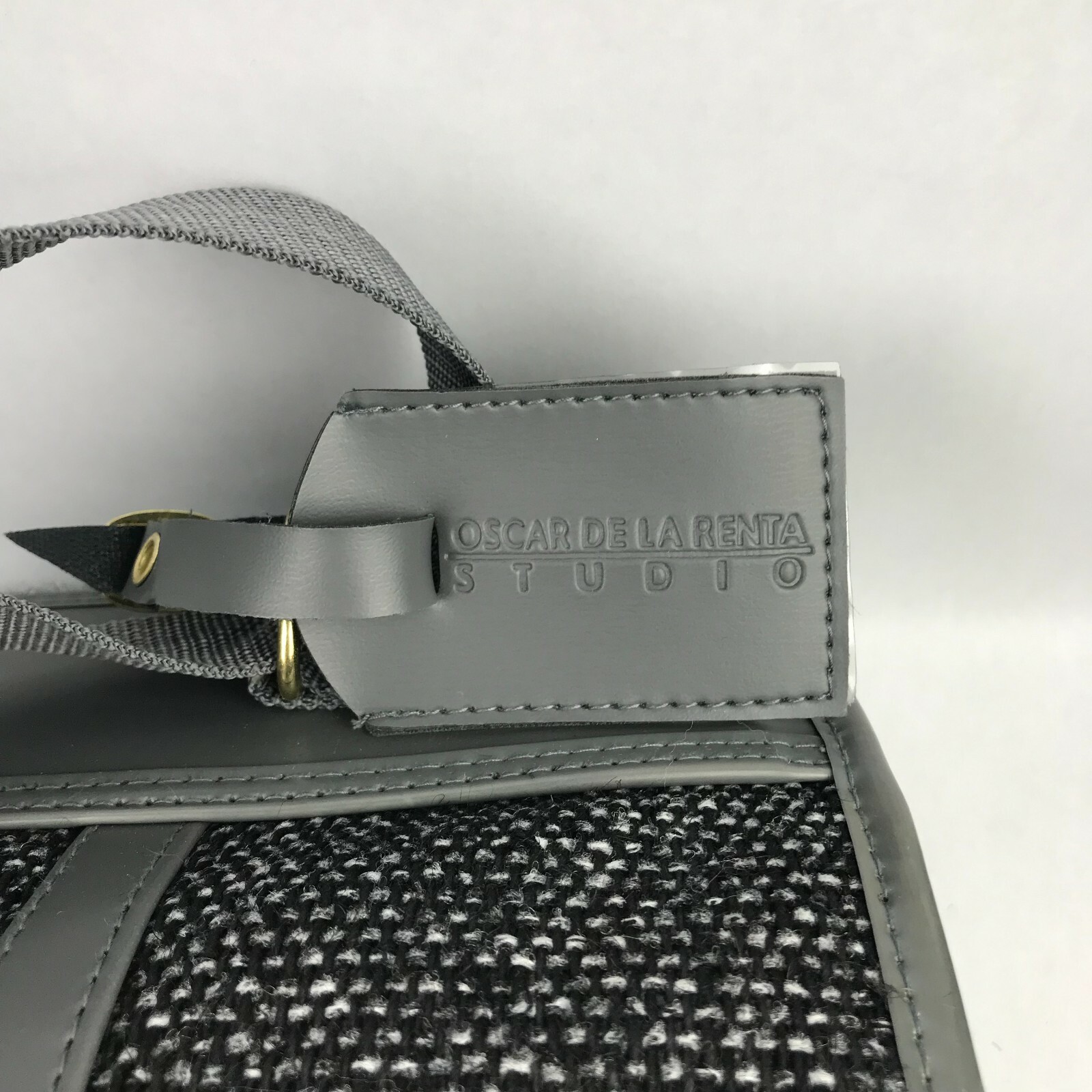 X3 VTG NWT OSCAR DE LA RENTA Tweed Luggage Travel Bag Gray Duffle Garment