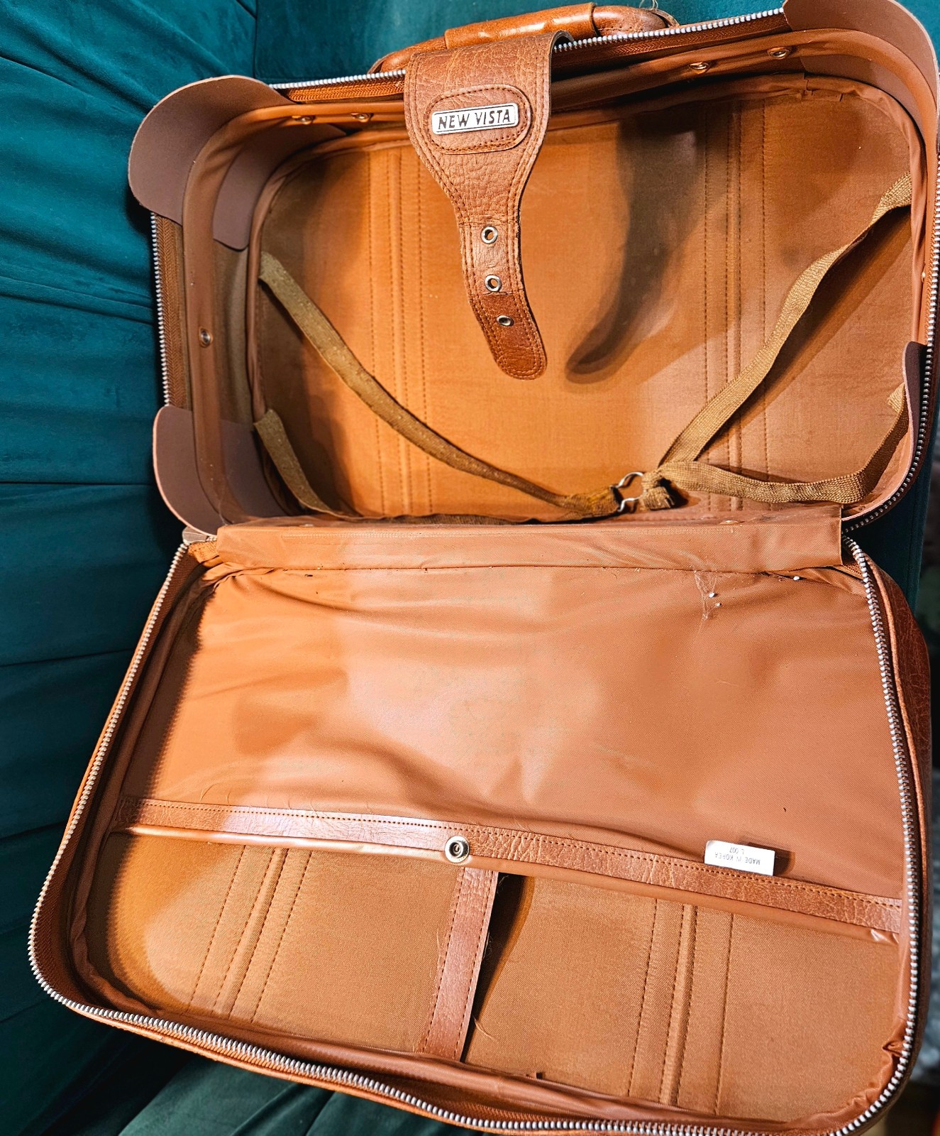 New Vista Soft Faux Leather Luggage , 22″LX14″WX7″H, Vintage Suitcase