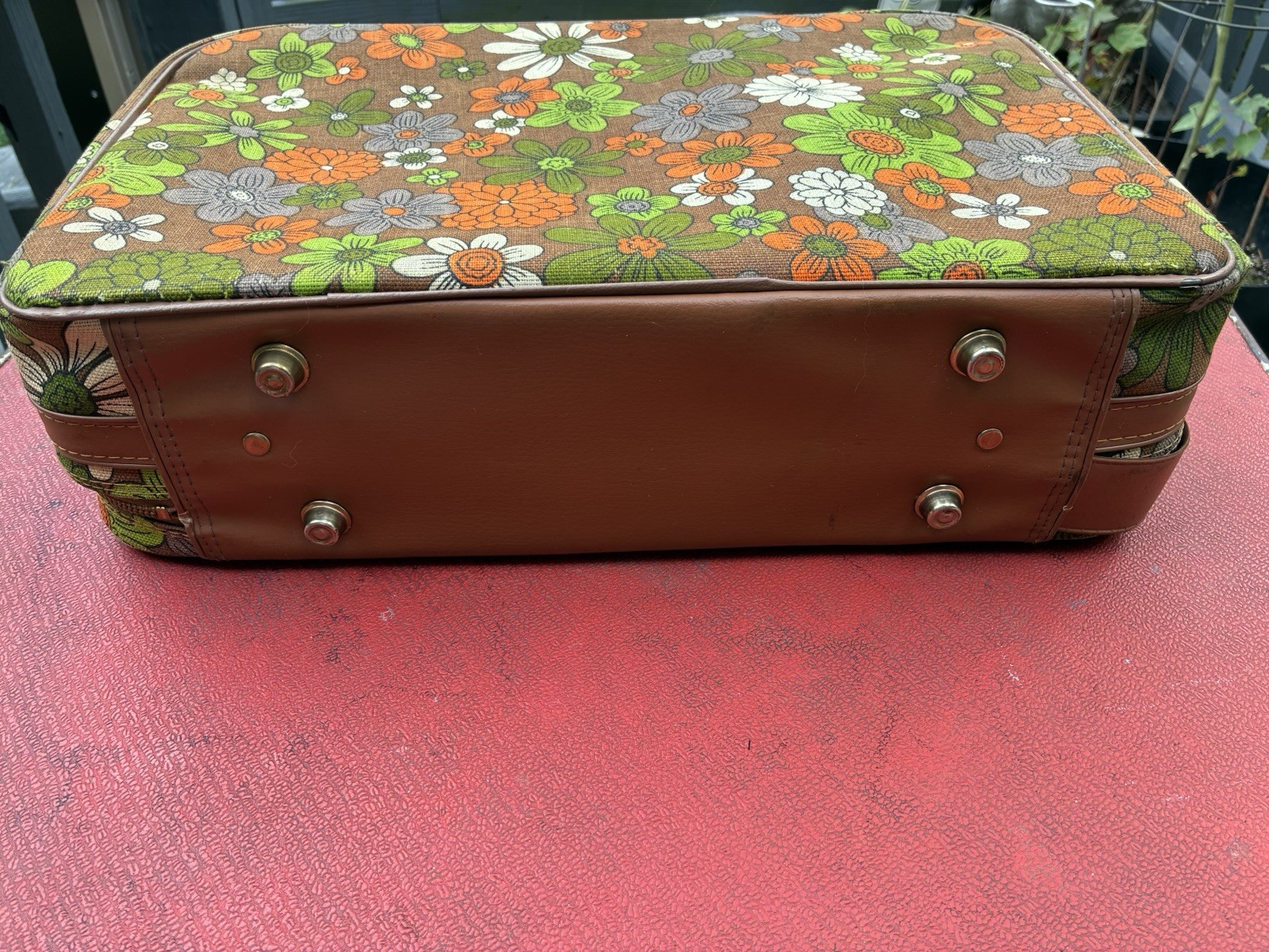 Vtg 60’s Floral Hippie Flower Power MCM Canvas Suitcase Japan Retro 17×12 Groovy