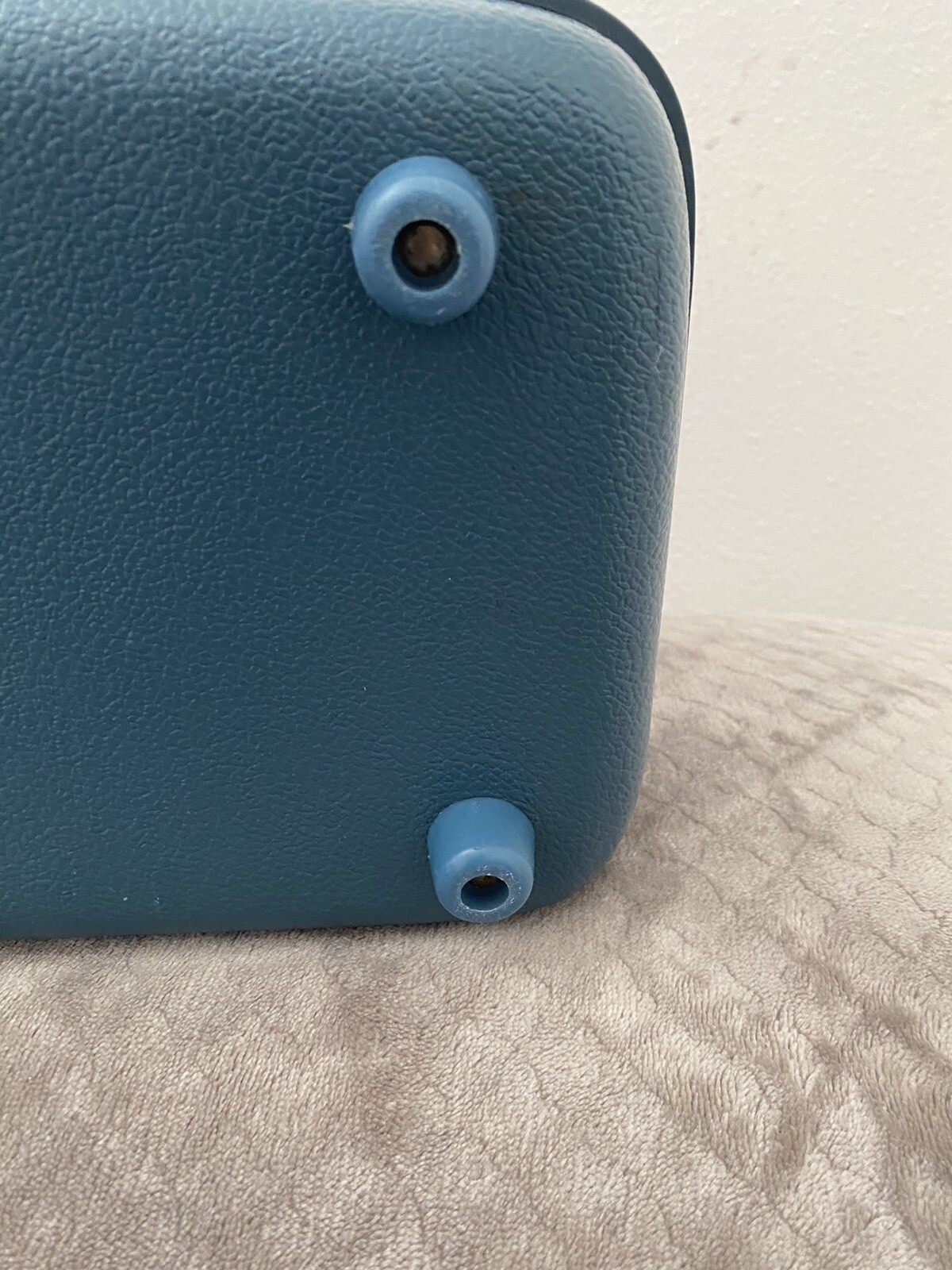 VTG Airway Train Case Mirror Travel Bag Makeup Carry On Blue Hard Shell Keys