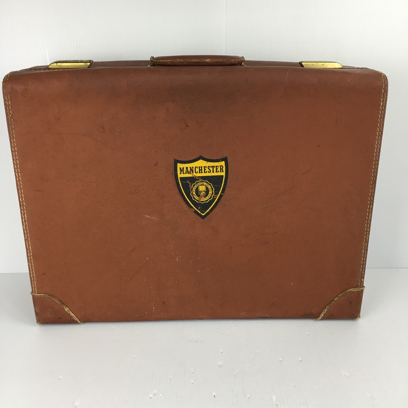 1950s Large College Luggage Suitcase Brown Manchester 24x18x7