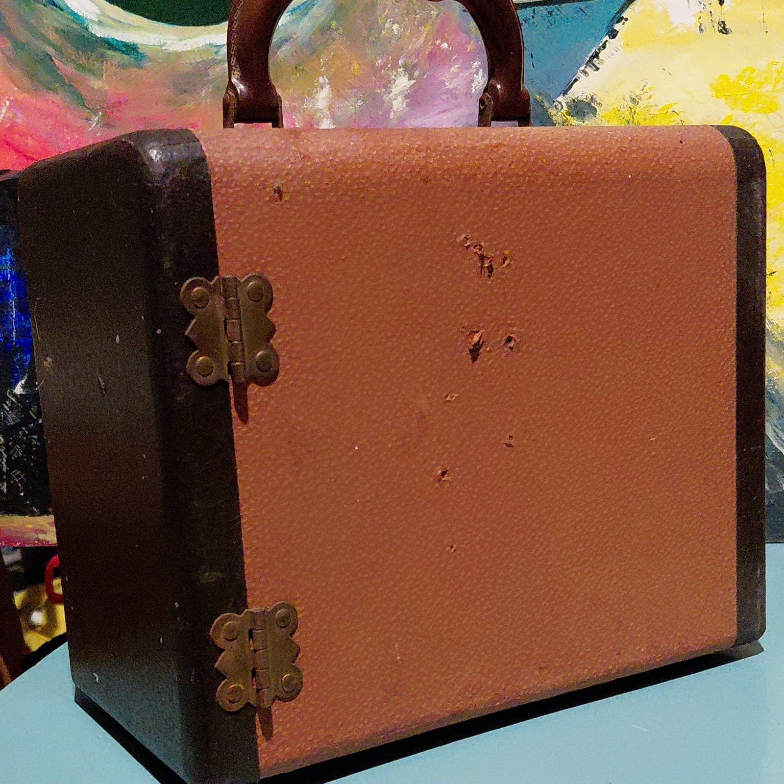 Barnett & Jaffe True Vintage Leather Vanity Case Brown Hard Locking Compartments