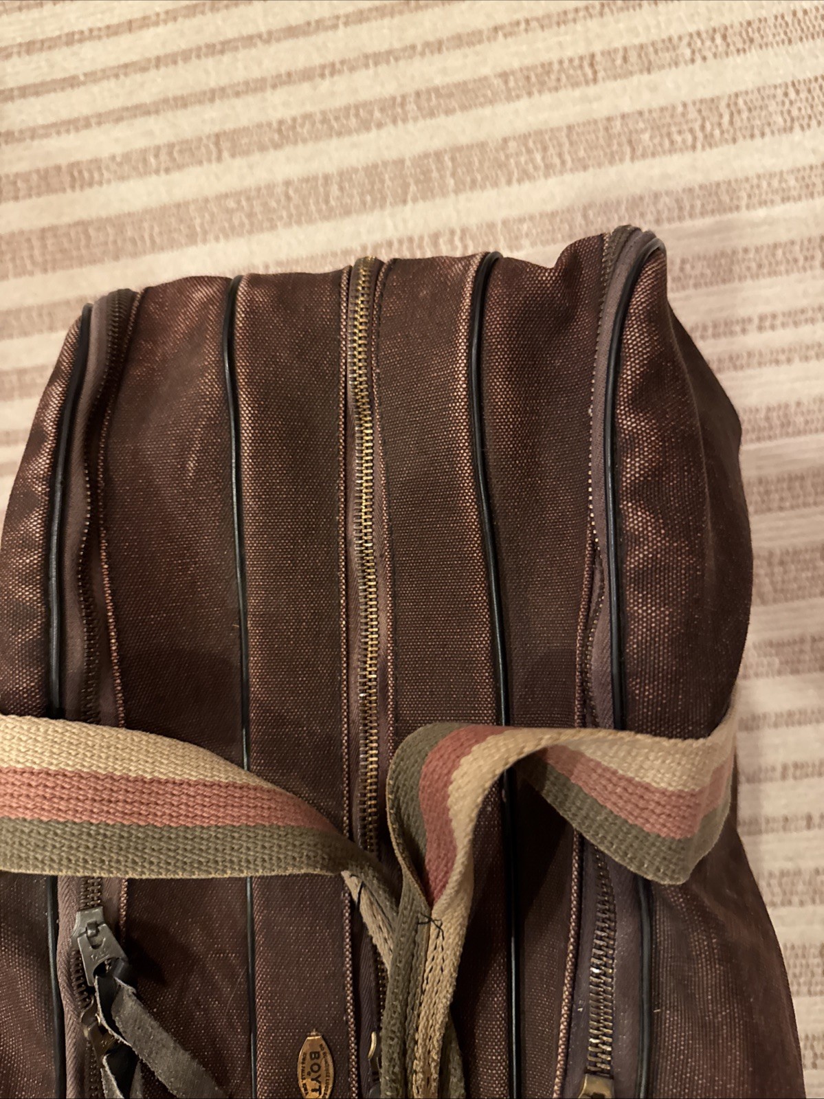 Vintage Boyt No Nonsense Luggage Triple Zip Bag Iowa Falls Brown Nice!