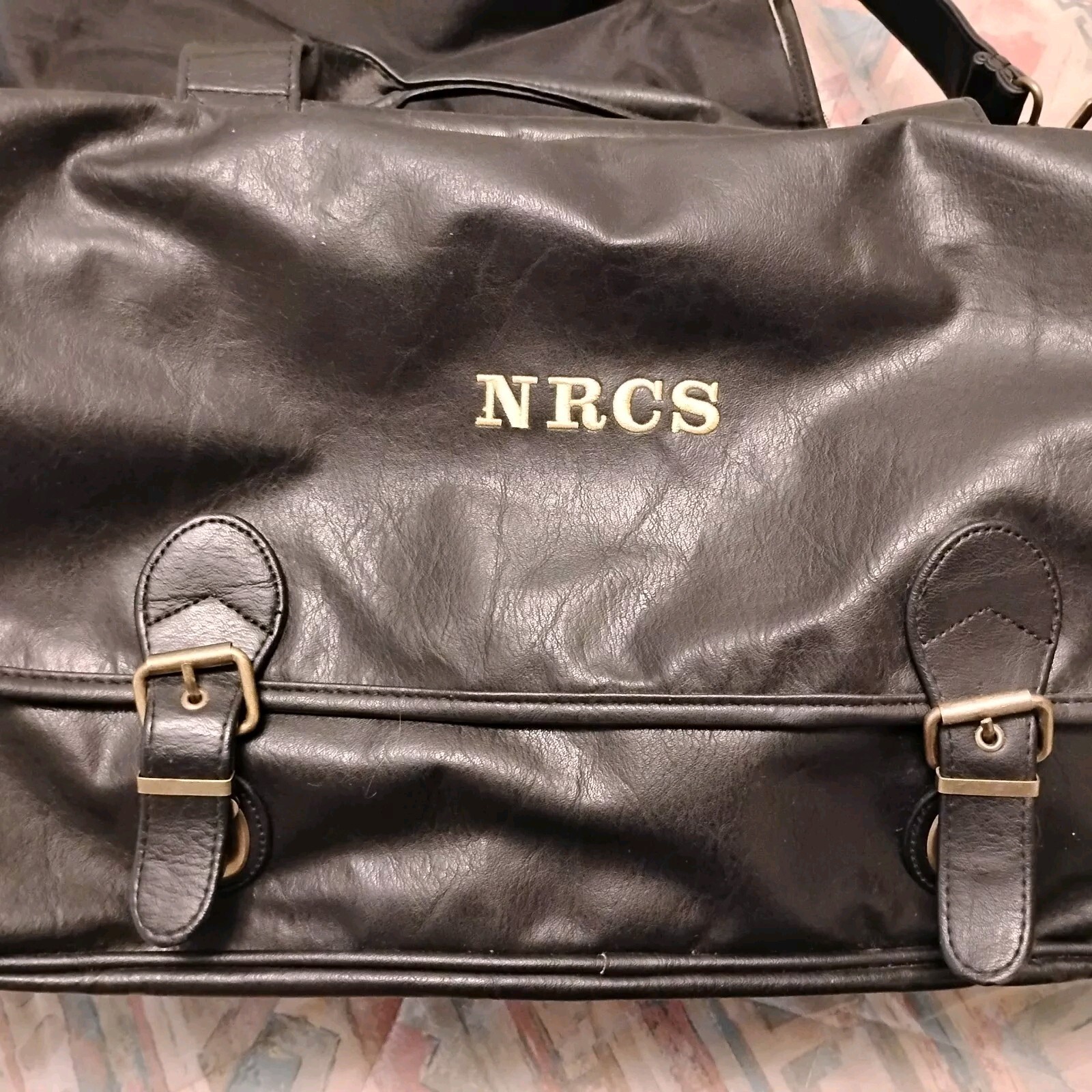 NRCS Embroidered Black Leather Soft Luggage Style #8106 ASI 70649 24″X 13″X12″