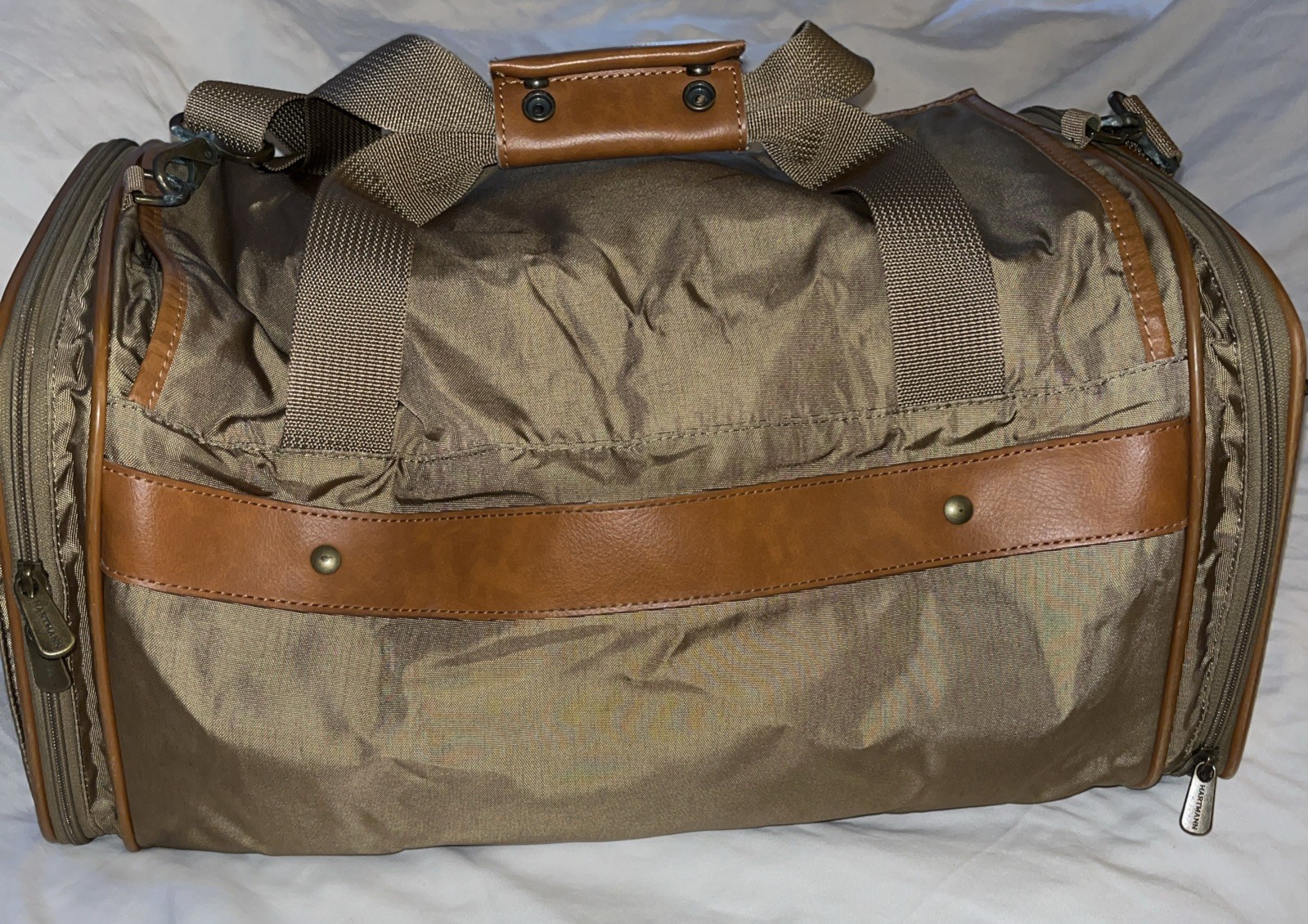 Vintage Hartmann Packcloth Club Bag- Khaki-Conveniently Lightweight 20” Duffle