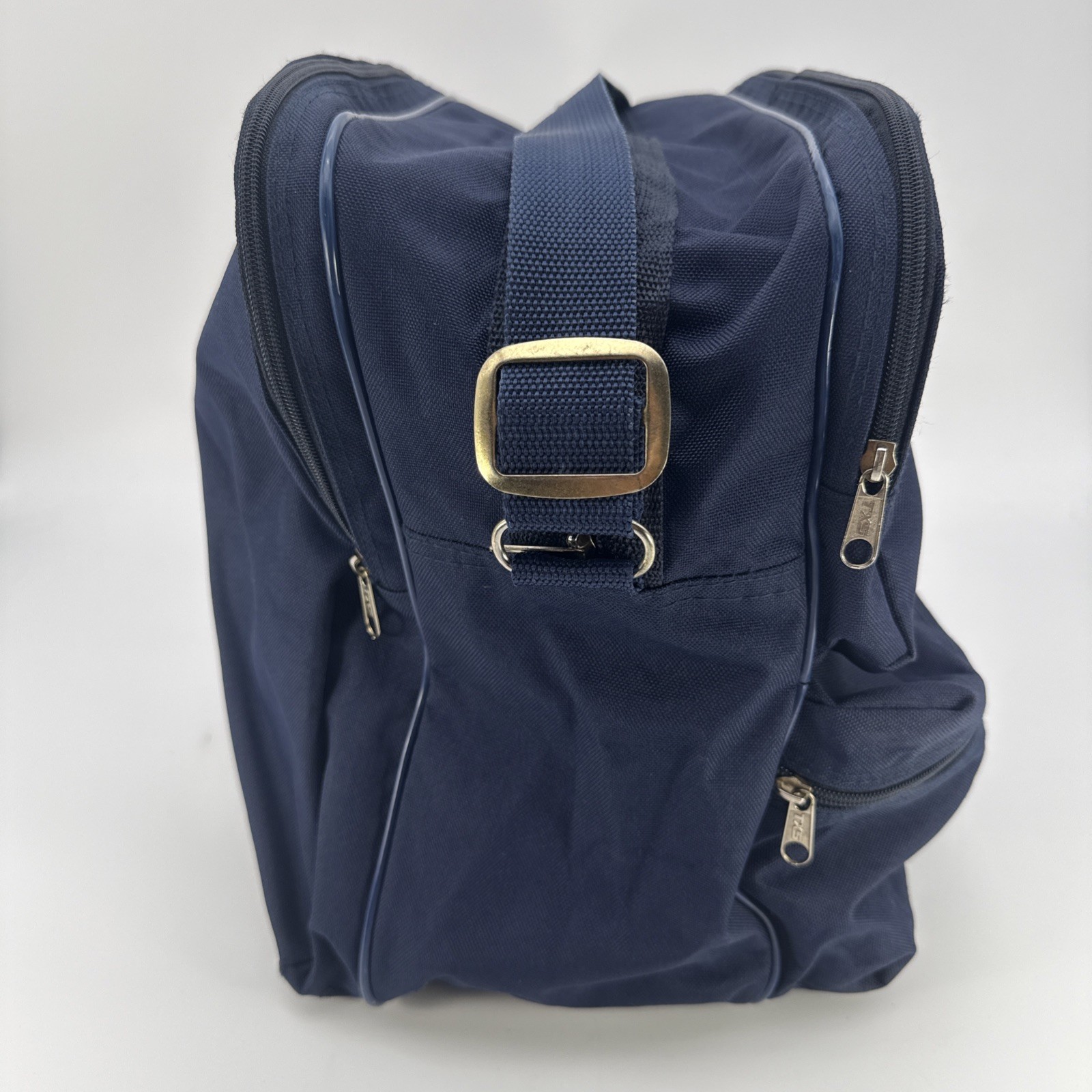 Vintage Lockheed Martin Logo Shoulder Duffel Bag Carry On Blue Nylon 4 Pockets