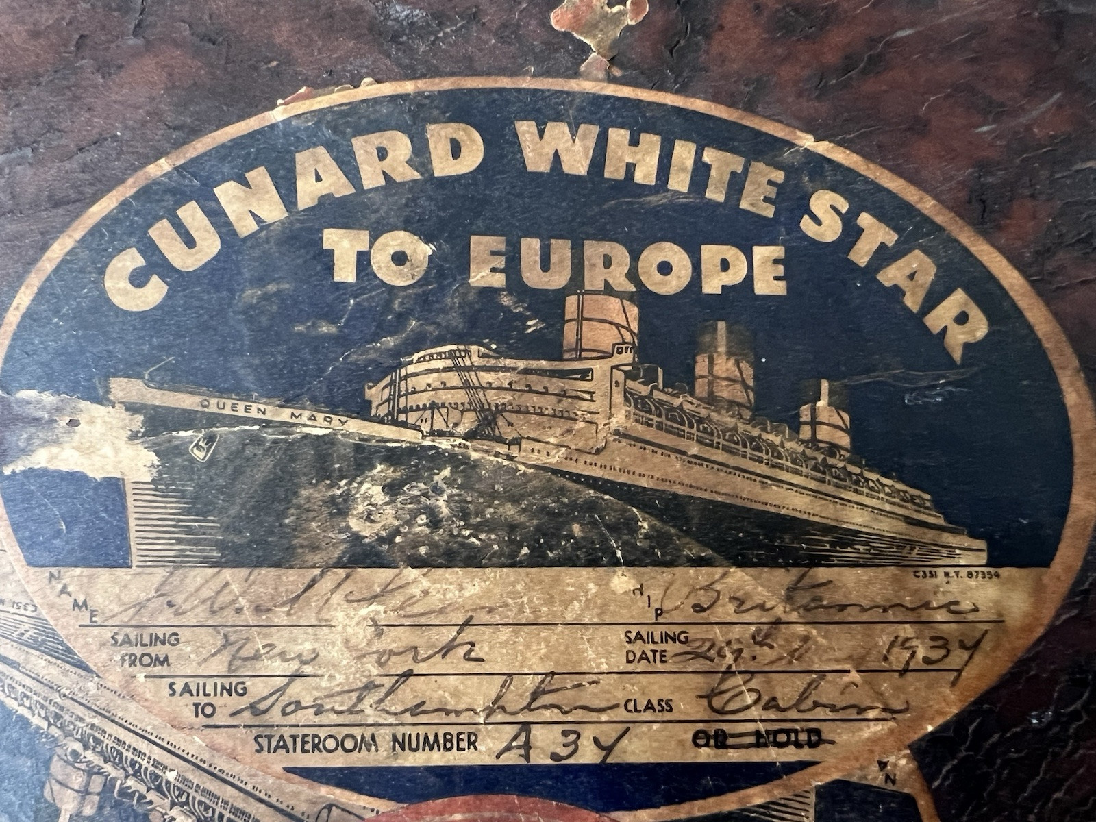 Moritz Madler Leather Travel Case, Germany 1930’s White Star Cunard Tags