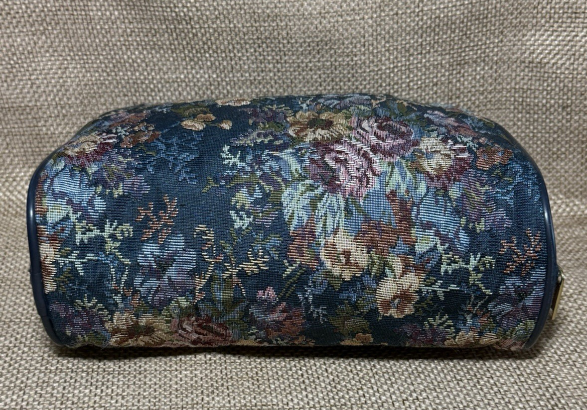 JAGUAR TAPESTRY Bag MAKE-UP TOILETRY BAG 80s Floral Vintage JCPenny Cosmetic Kit