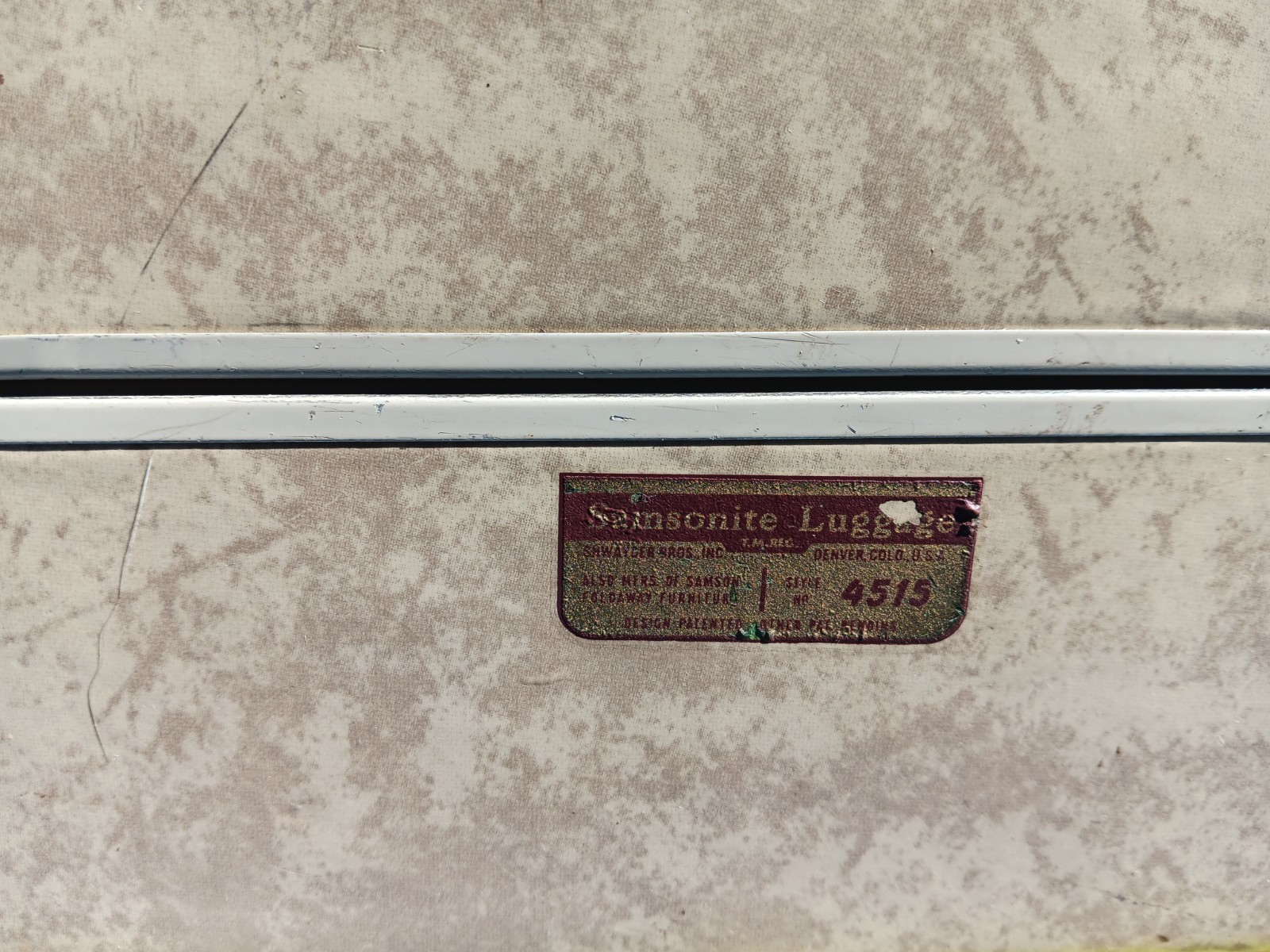 VTG 1950s Samsonite Shwayder KEY Mrble Cream Suitcase Luggage 4521 15″ x 10 x 7