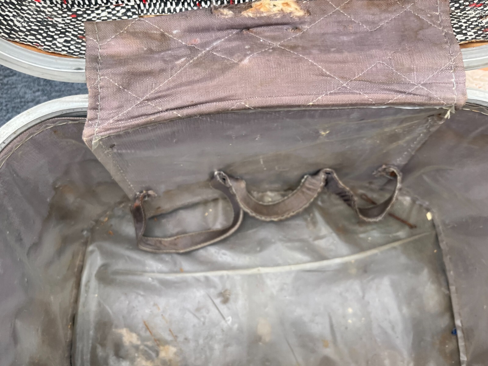 vintage speckled 1940s 50s makeup bag train case suitcase small pinup glam