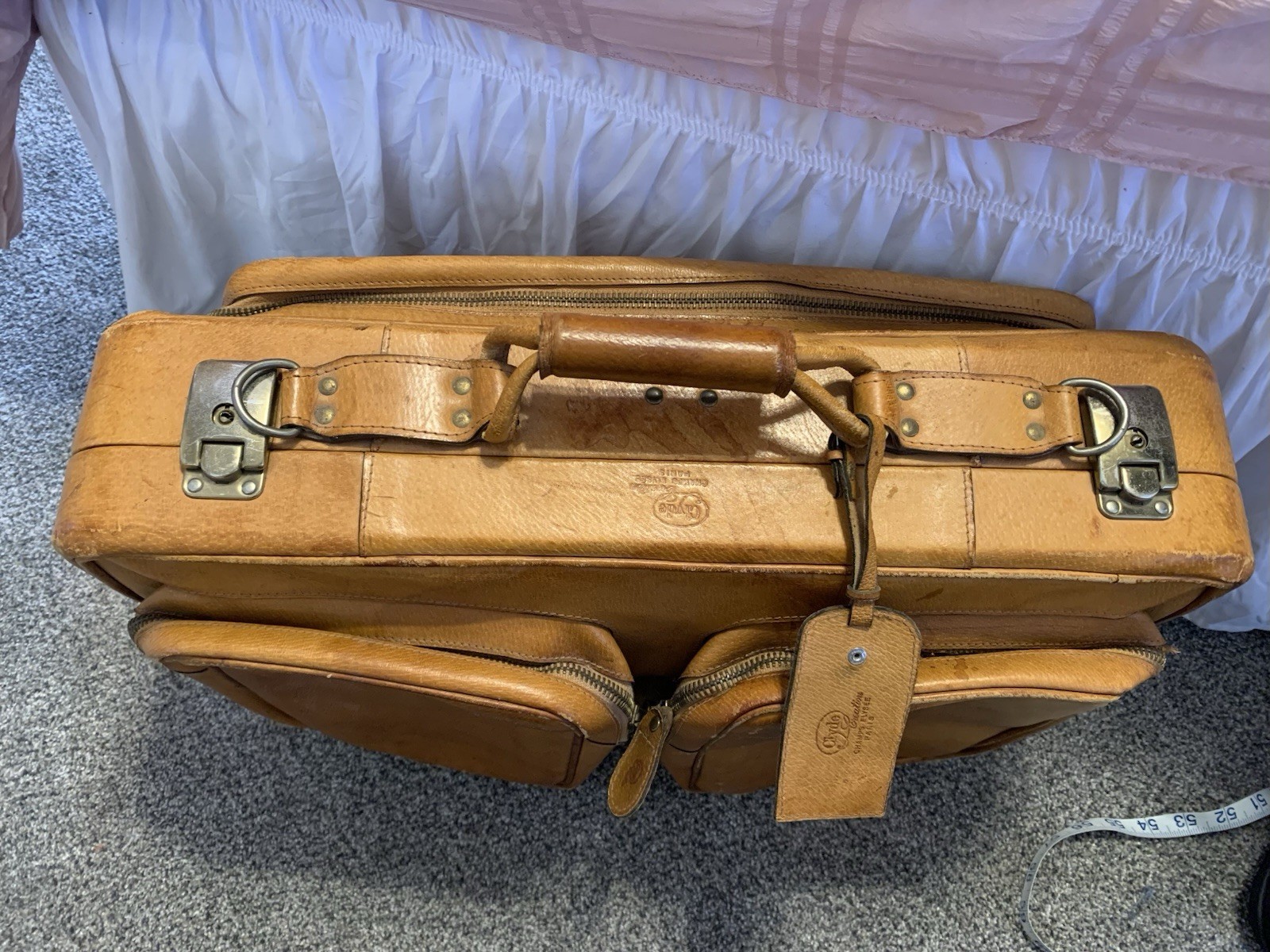 50s / 60s Vintage Clyde Creation Champs Elysèe Paris Leather Suitcase Travel Bag