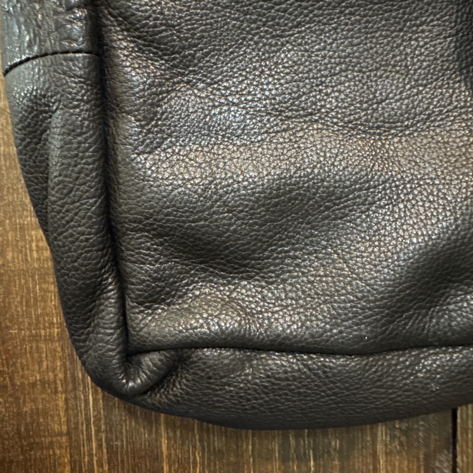 L L Bean Traveler Toiletries Bag Make Up Hanging Black Pebble Leather Mirror