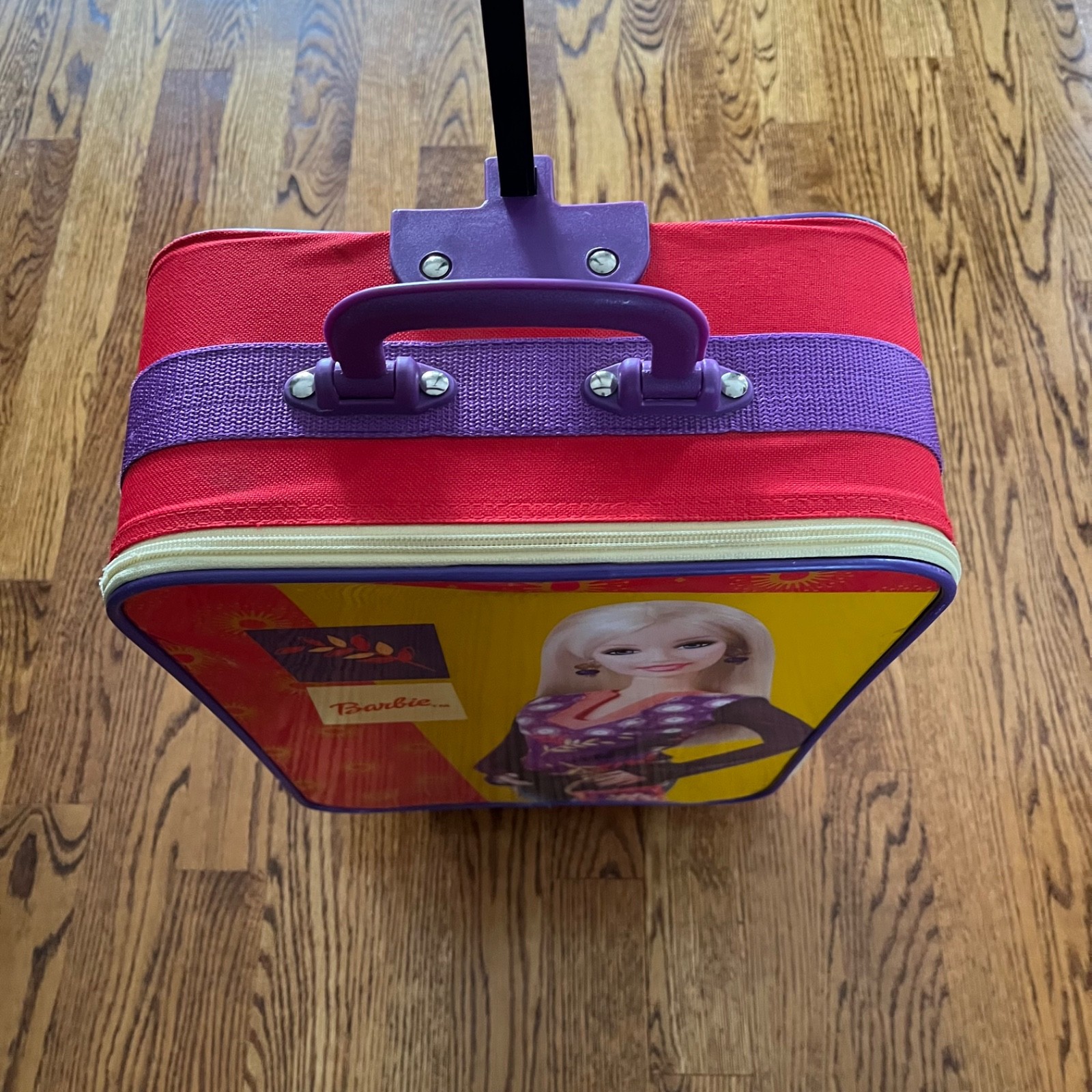 BARBIE Rolling Suitcase Travel Luggage Red Mattel Calego 16×12 Vintage 2003 RARE
