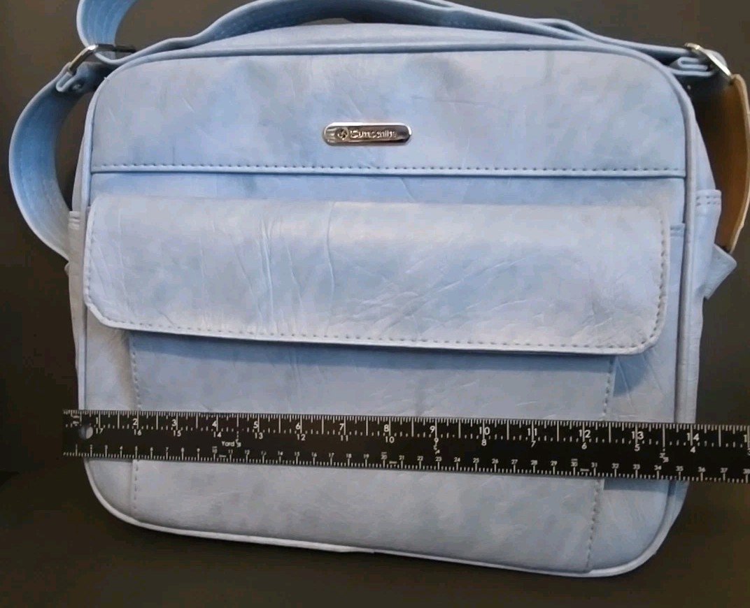 Vintage Samsonite Cordoba Carry On / Laptop Case Shoulder Travel Bag Light Blue