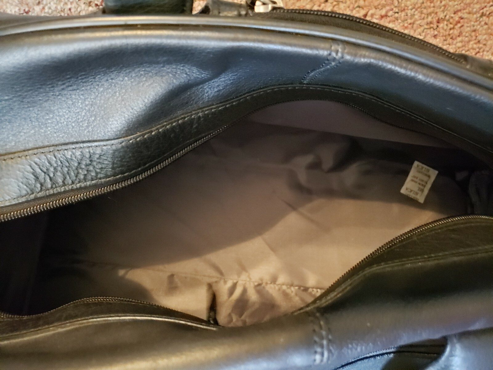 Vintage 1990s Embroidered Pink Panther Large Black Leather Duffle Bag – See Pics