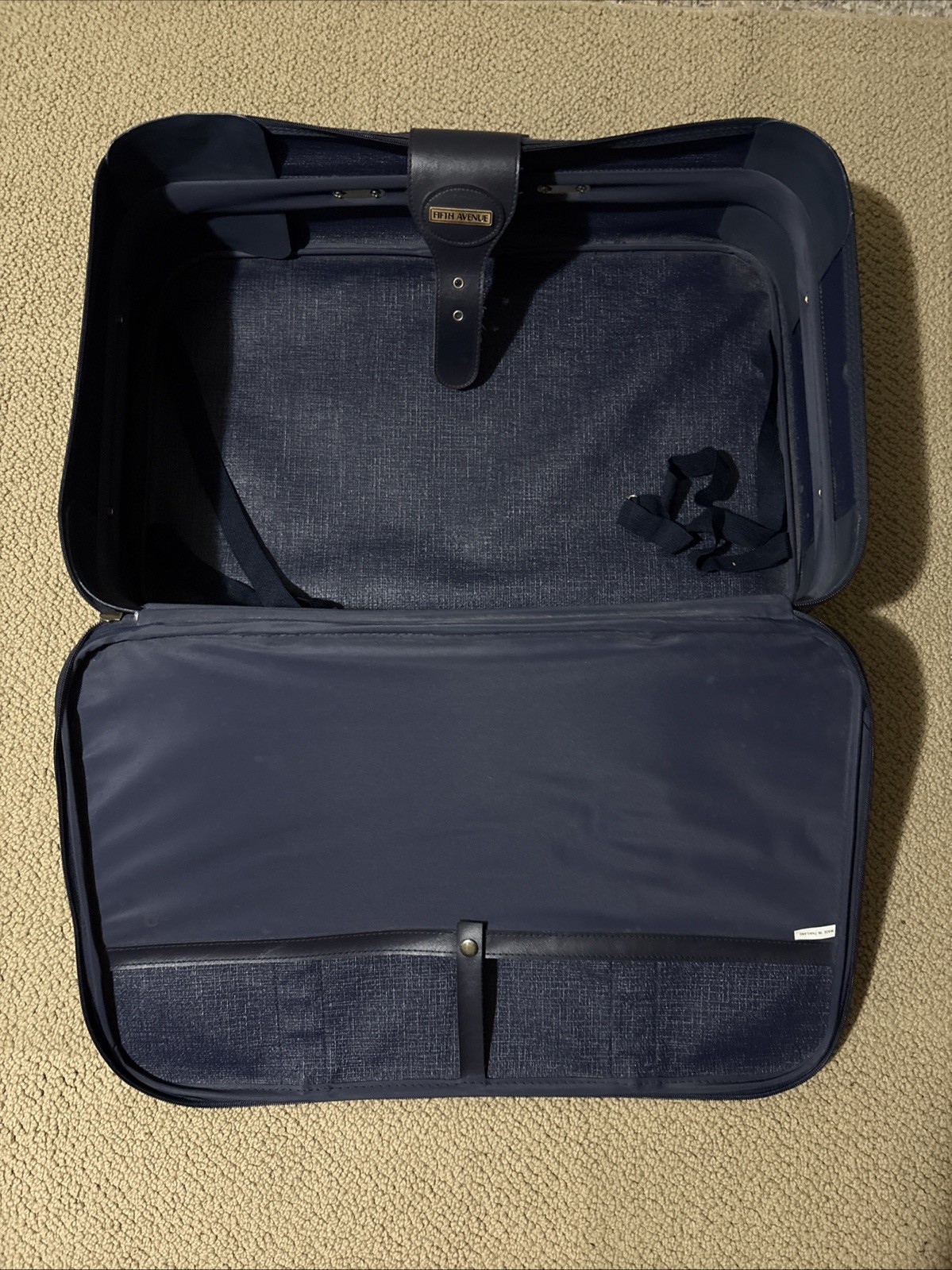 Vtg Fifth Avenue Vintage Luggage Set Blue Tweed Set Of 3 W/ Buckles