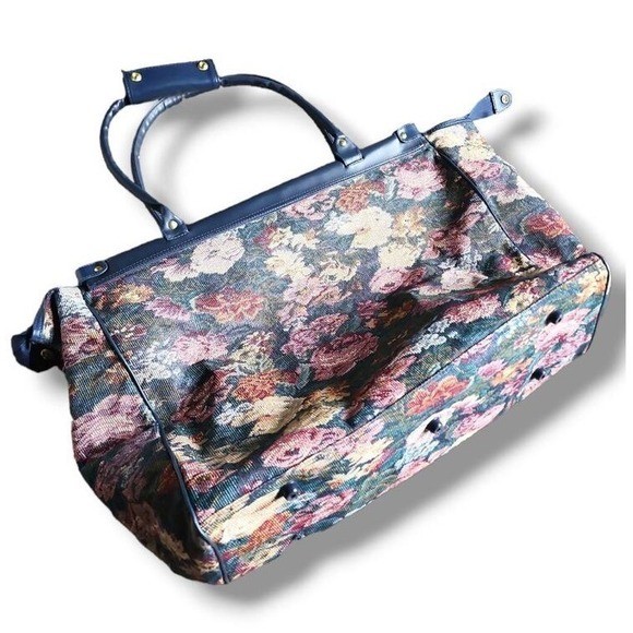 Vintage Concourse Womens Floral Tapestry Leather Travel Luggage Bag Extra Large