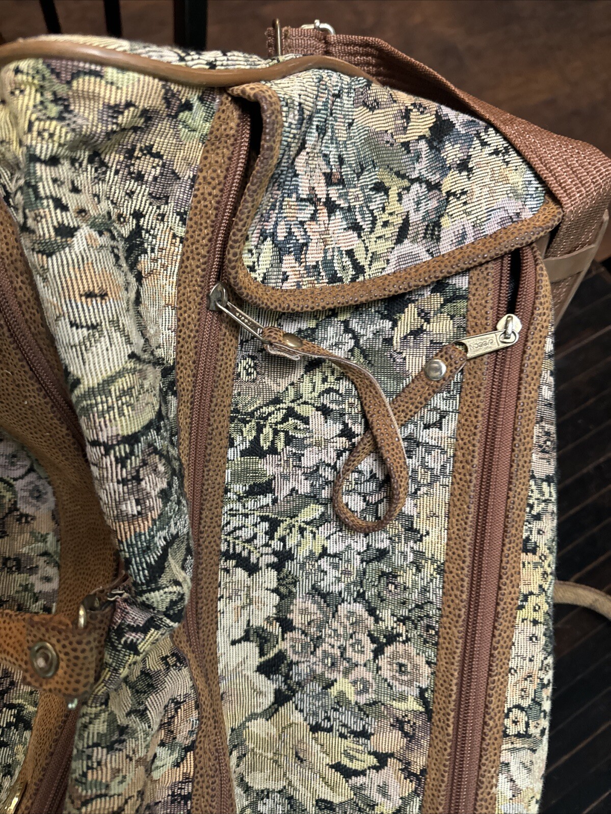 Vintage 1975 Sasson Floral/Leather Carry On/Weekender Bag