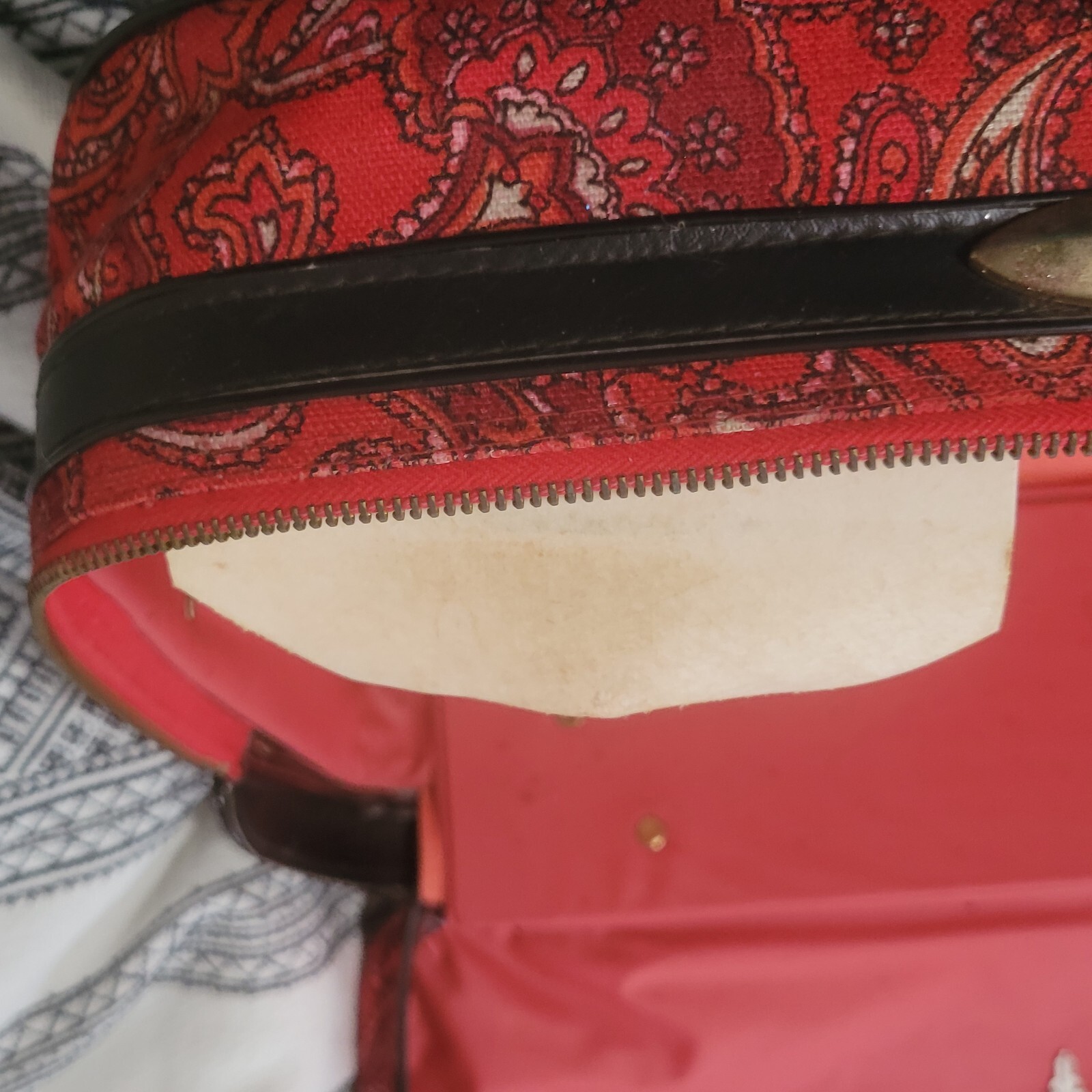 Vintage 70s Red Paisley Suitcase JAPAN