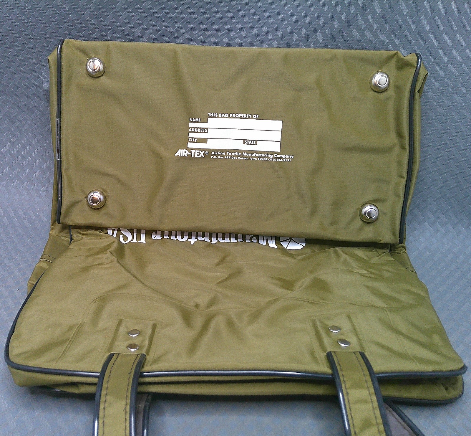 Vintage Maupintour USA Air-Tex Travel Bag Khaki Green Straps Zippered 14x13x7