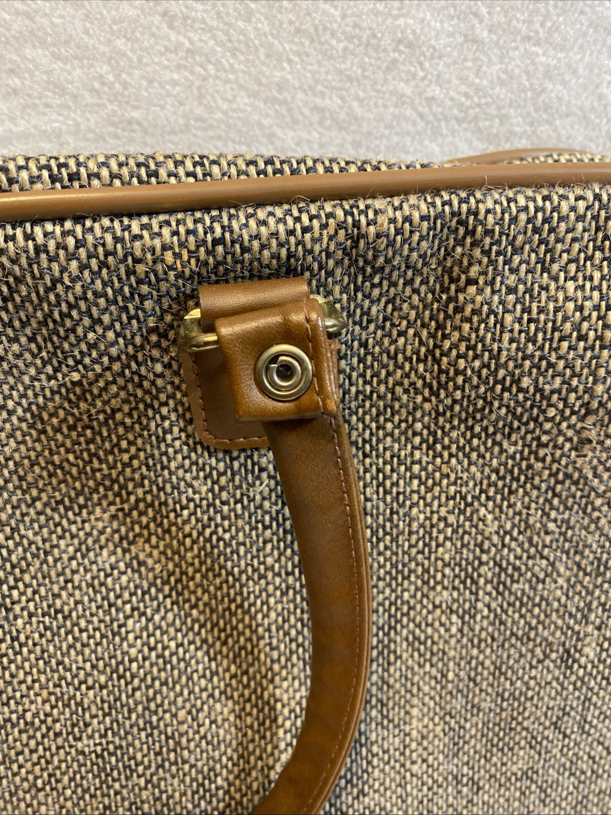 Tweed Suitcase, Briefcase, Travel Bag Vintage Fashion Club Bag Brown