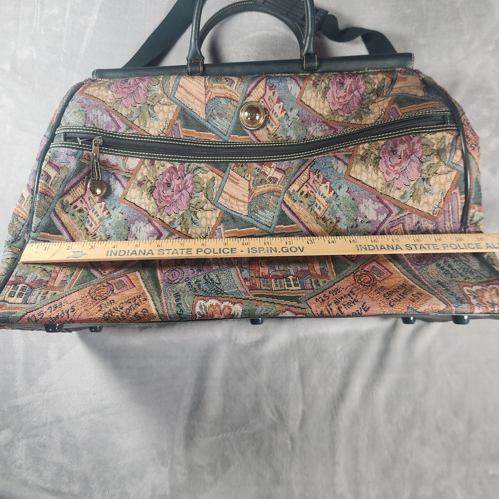 Capezio Tapestry Carry on Luggage Bag Vintage Snap Down Carpet Bag