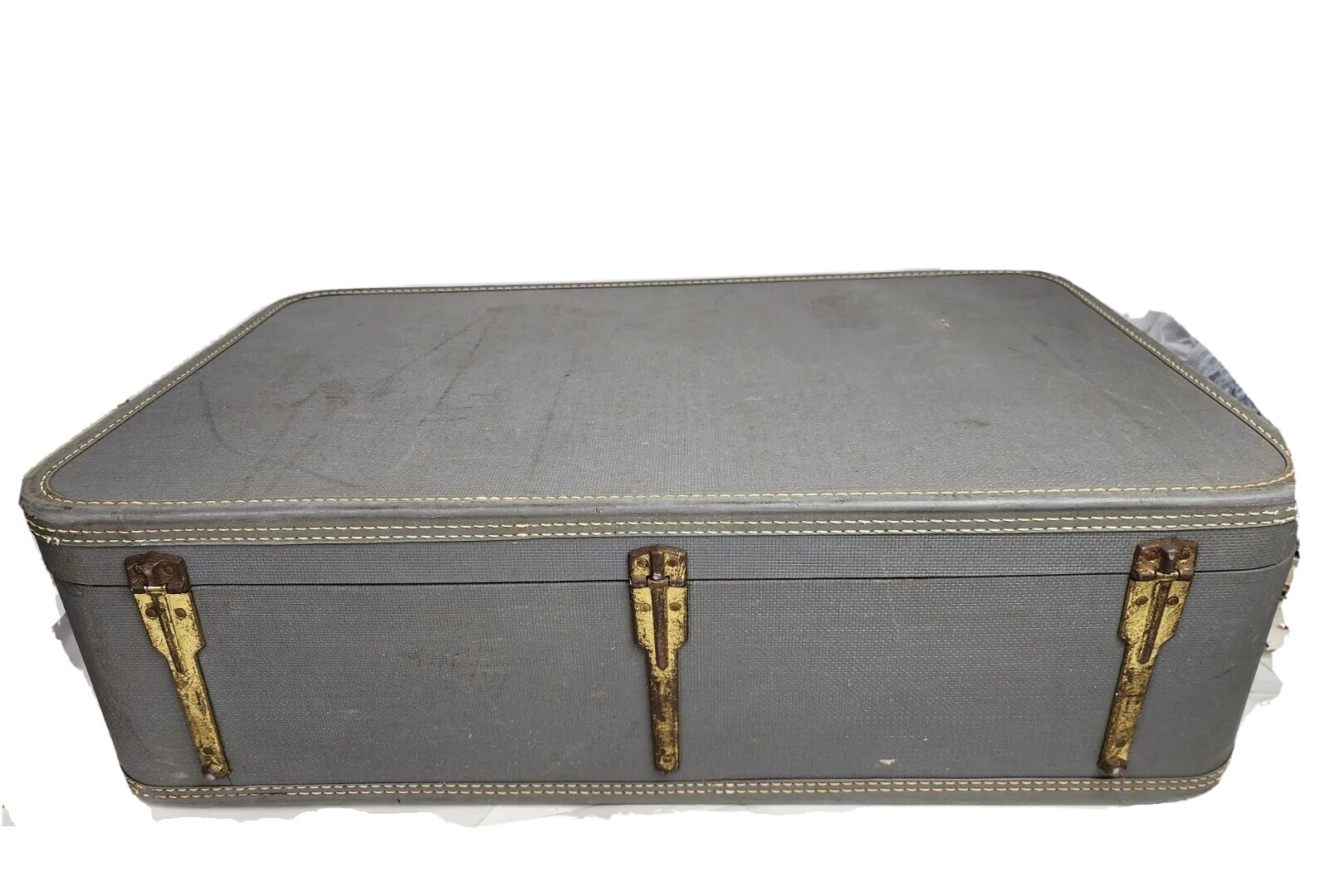 Vintage Lady Baltimore Suitcase 29″x18″x8.5″ Luggage with Key Gray