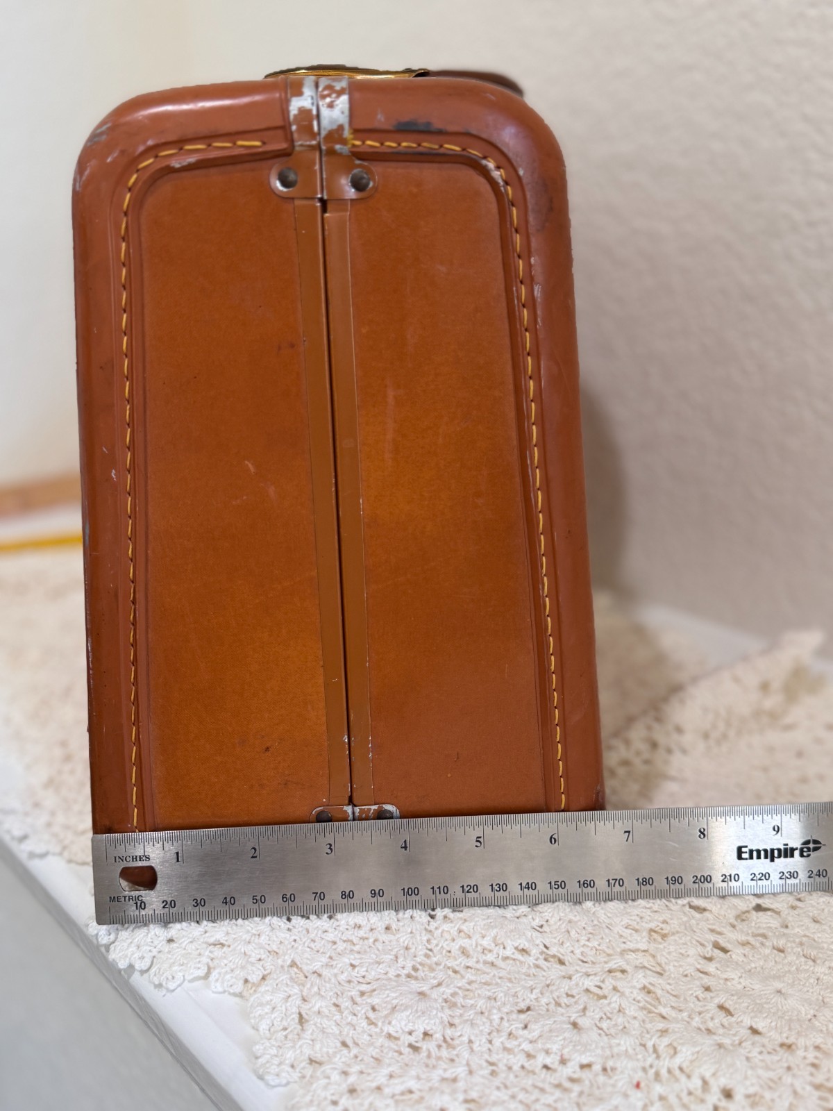 Vintage Samsonite Train Case Luggage Tan Brown Hard Shell w/ Key USA