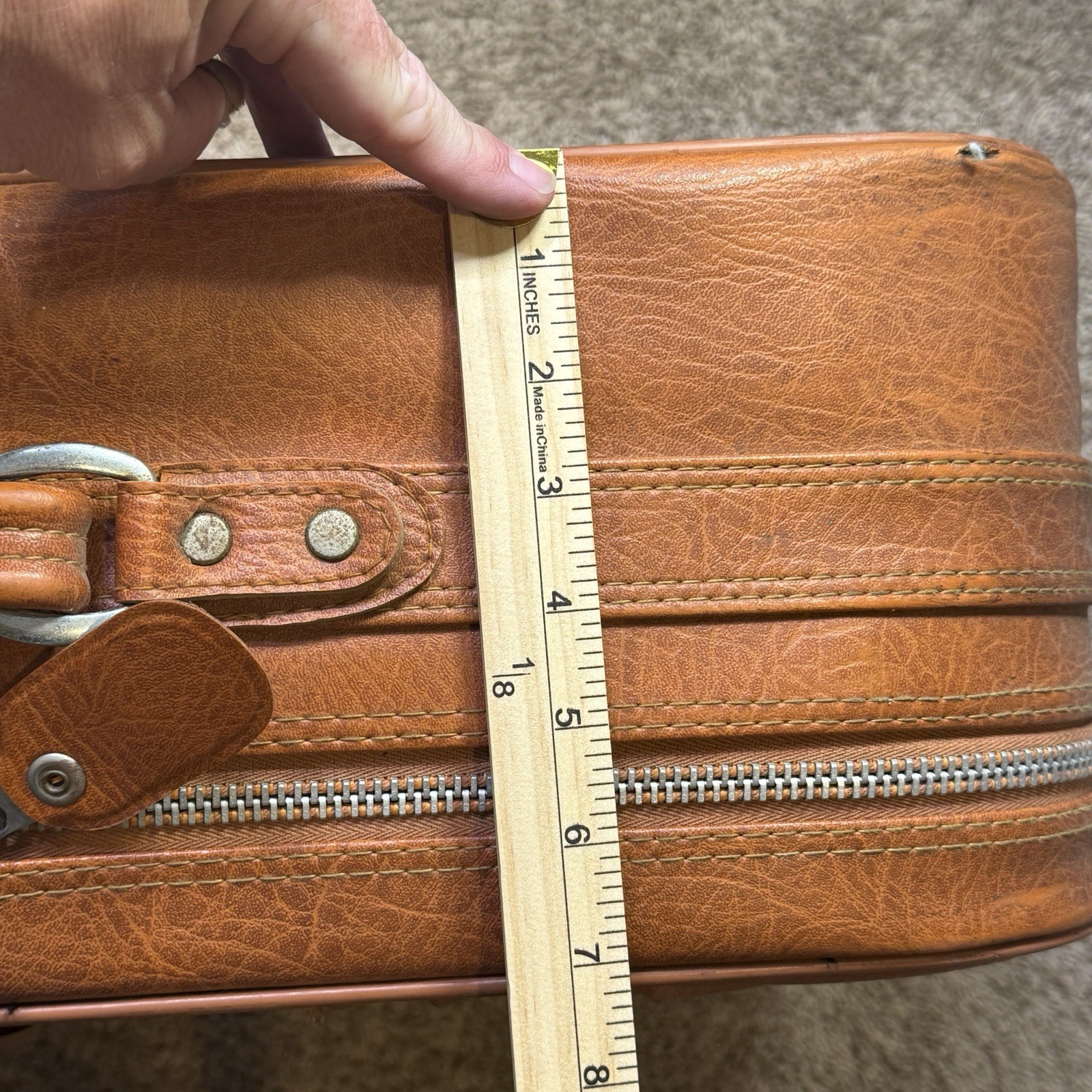 Vintage Monarch Luggage 2 Pc Brown Faux Leather Suitcase Set 70s 80s
