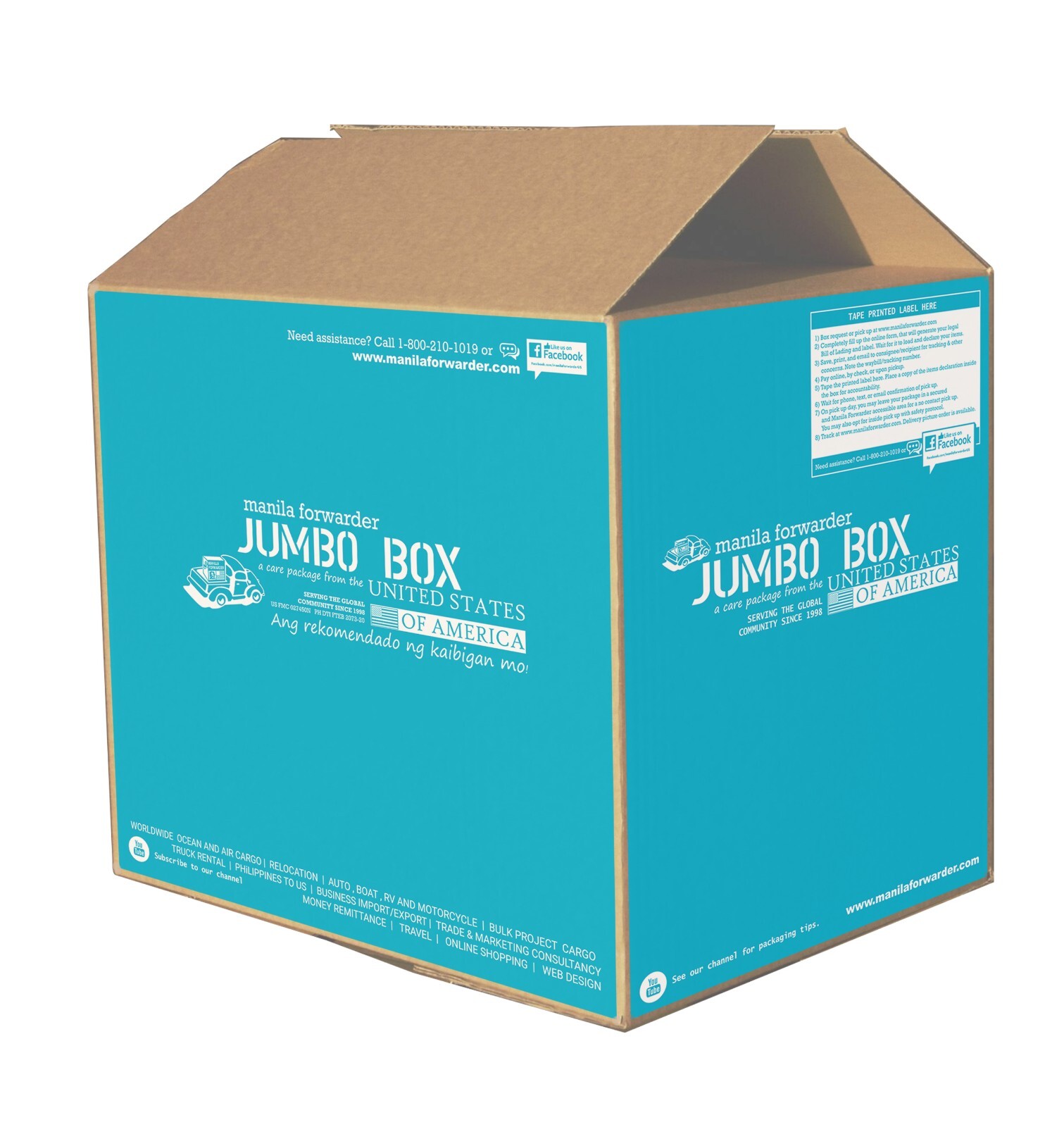 Jumbo Box, heavy duty, double ply, 24″x18″24″. ocean balikbayan box cargo