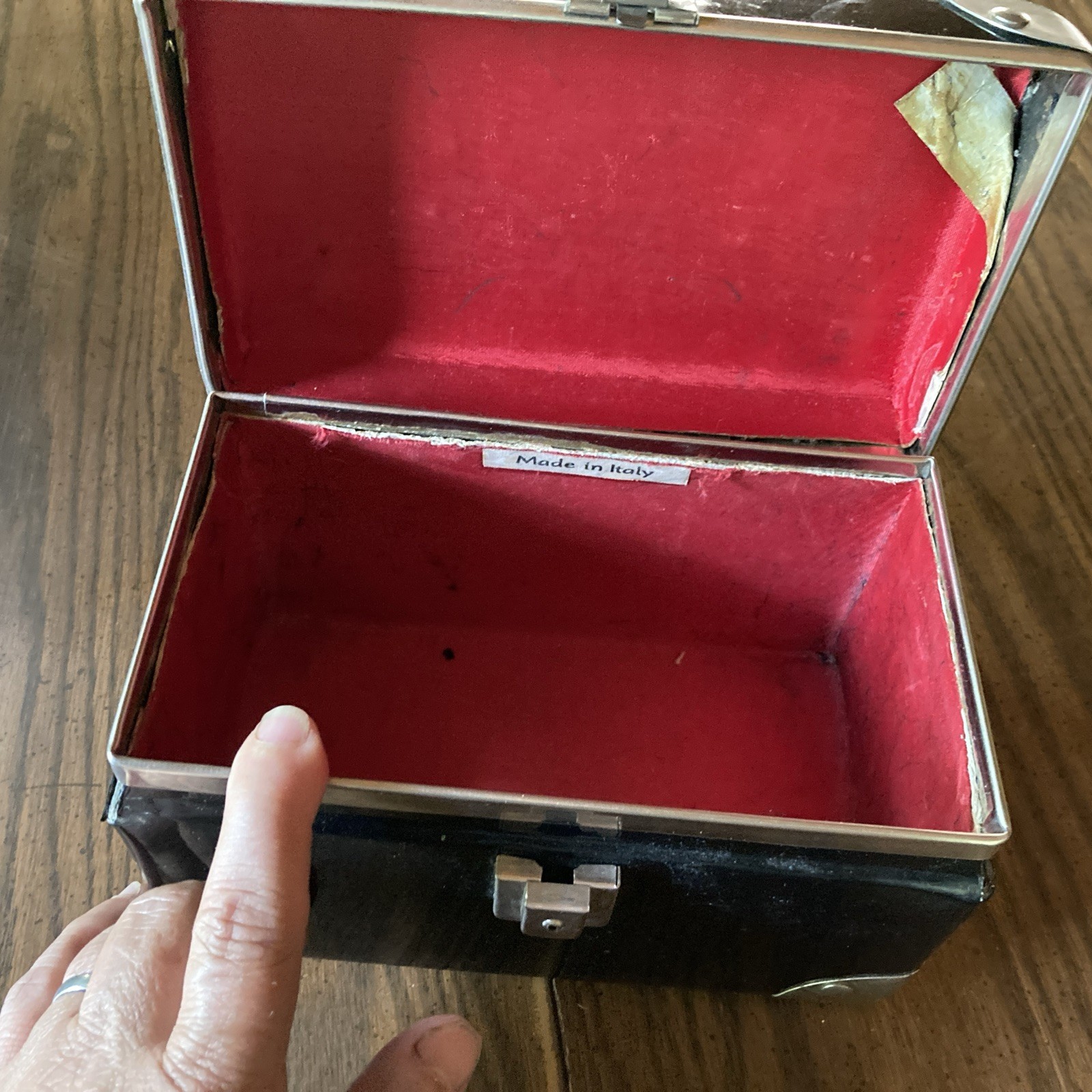 Vintage Hard Black Make Up/travel Case Made In Italy