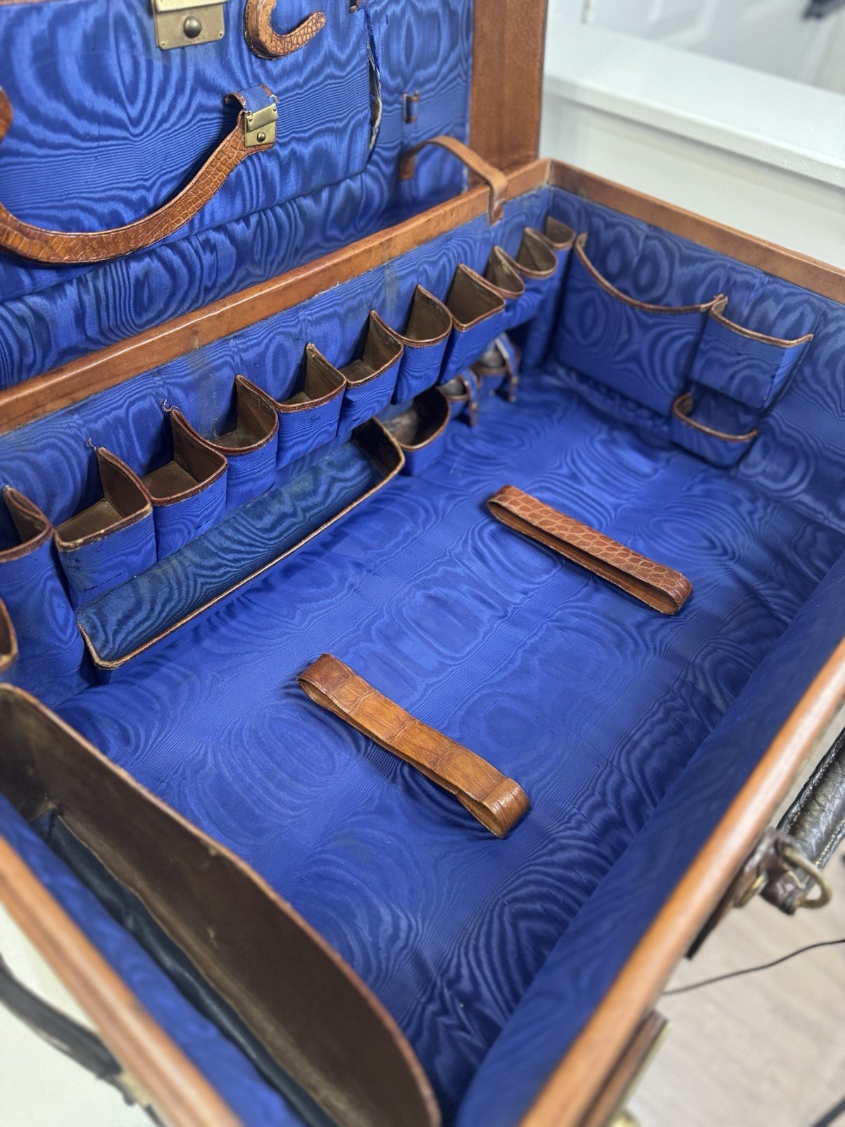 1900s Large Real Crocodile Suitcase