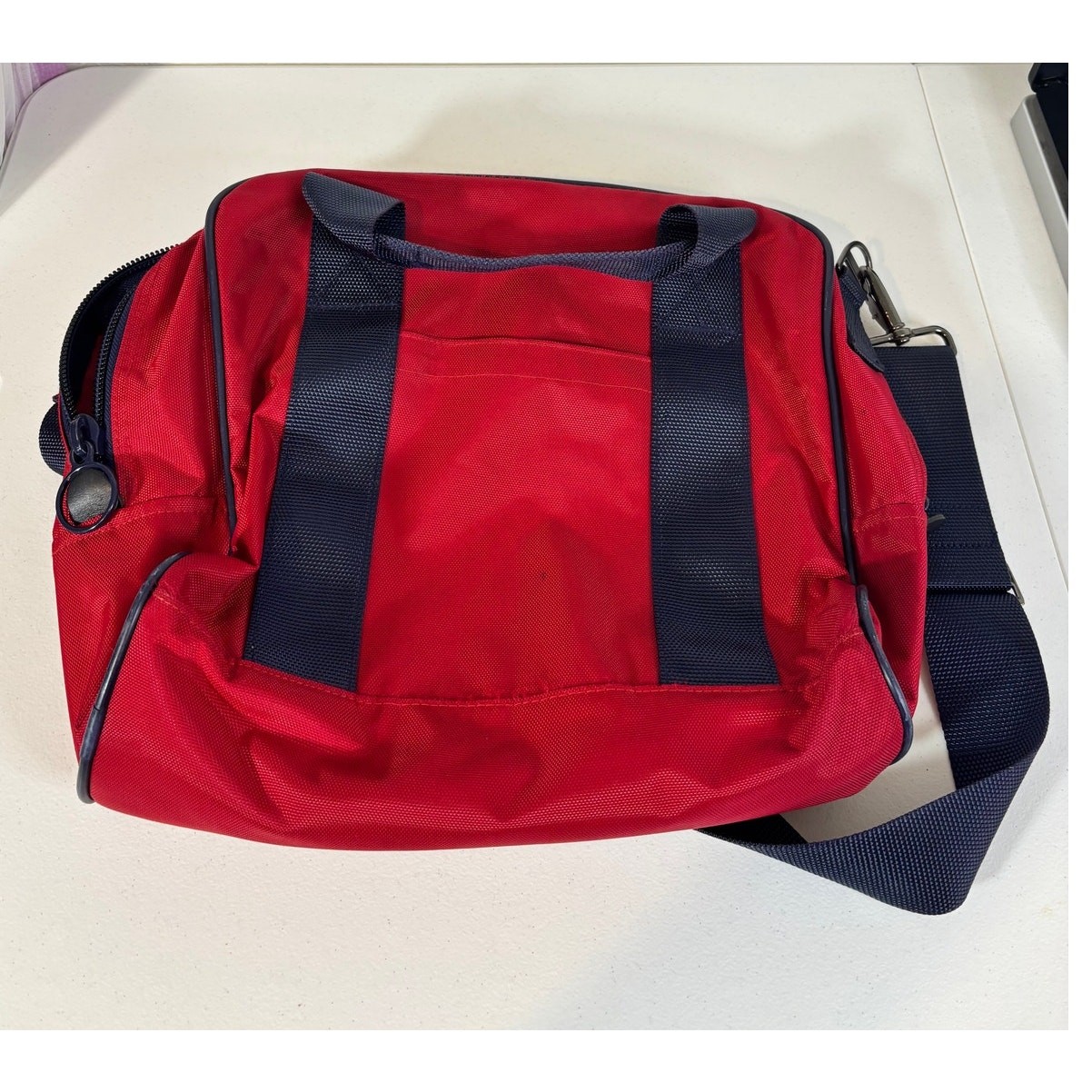 Lands’ End Vintage 90s Red Travel Nylon Carry-On Weekend Luggage Tote Bag