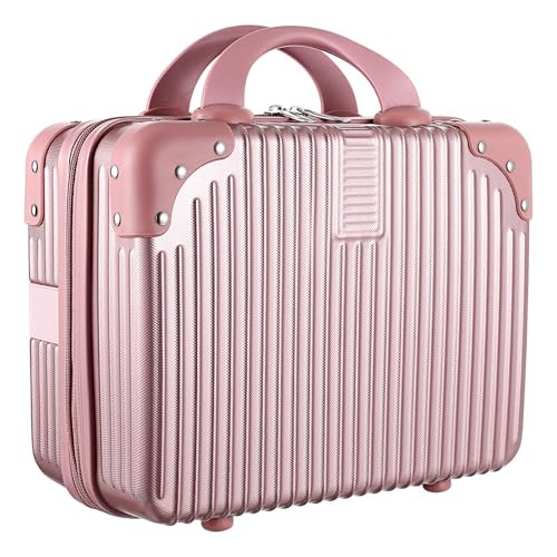 14 Inch Hard Shell Makeup Case, Portable Mini Makeup Suitcase for Champagne