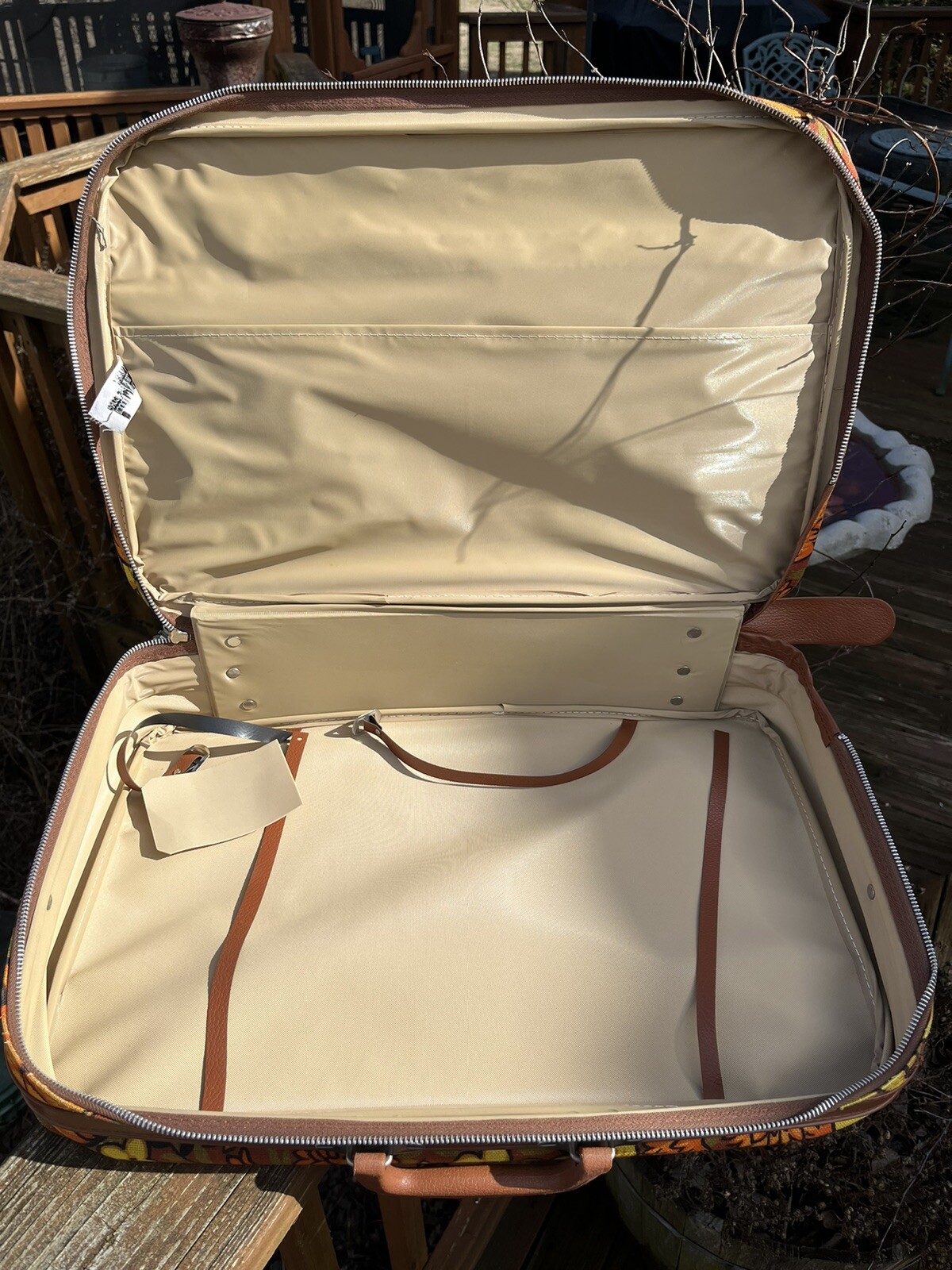 Vintage Cloth Suitcase Mod Flower Child Groovy Jan Brady Japan Made 1960