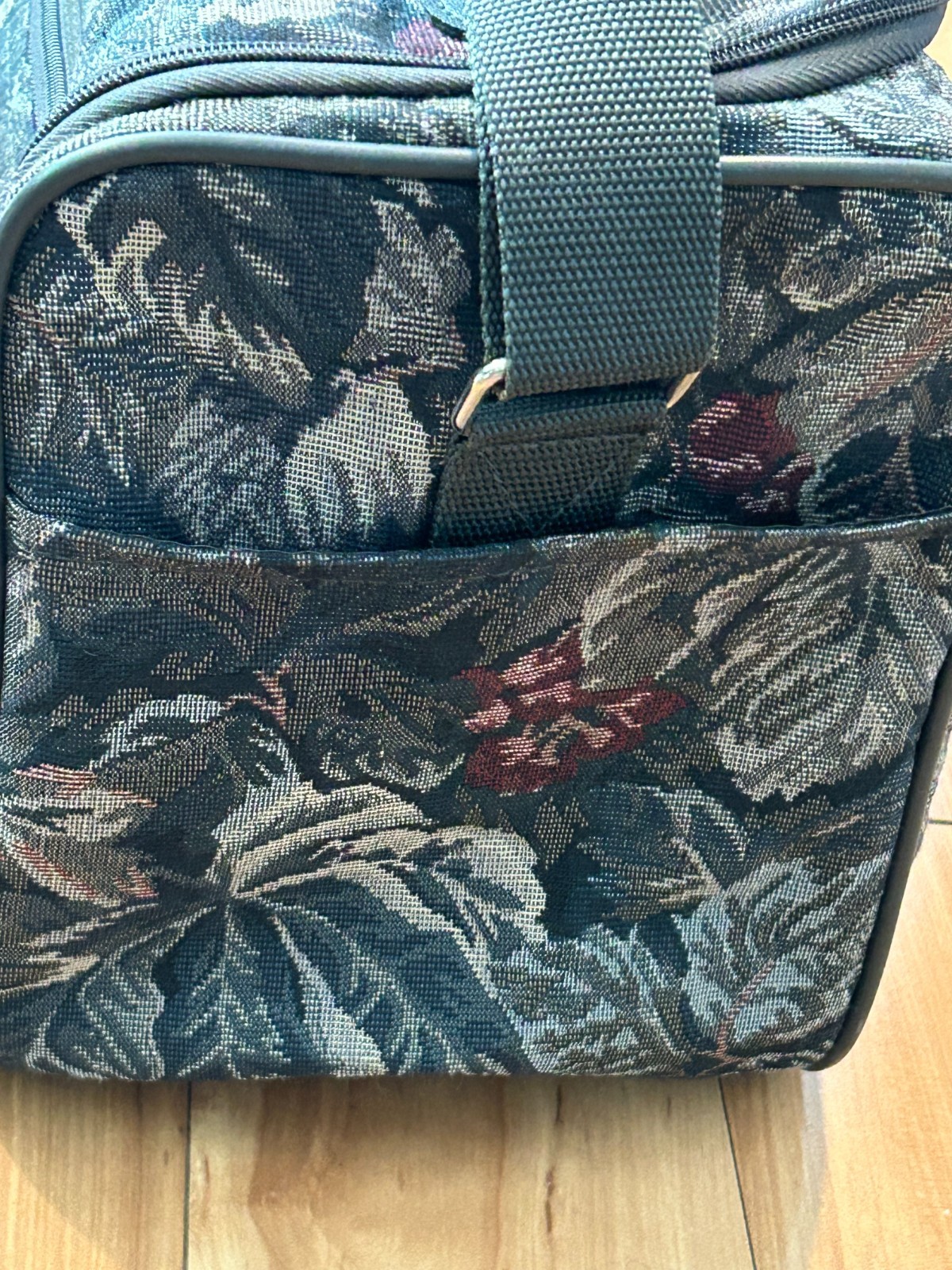 Vintage Jaguar Overnight Travel Bag Toiletry/ Make Up Floral Tapestry 12″X10″