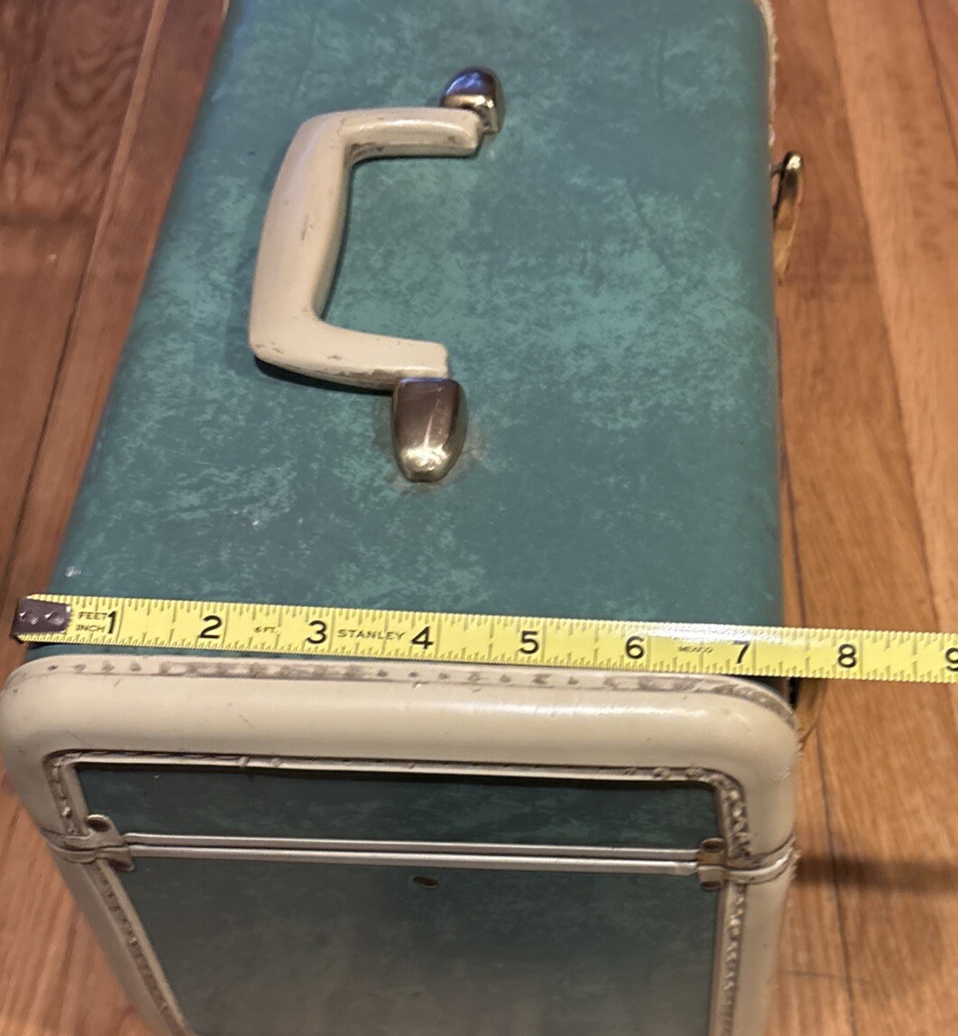 Vintage Samsonite Shwayder Bros # 5112 Marbled Jade Green Train Case 13” w/Key