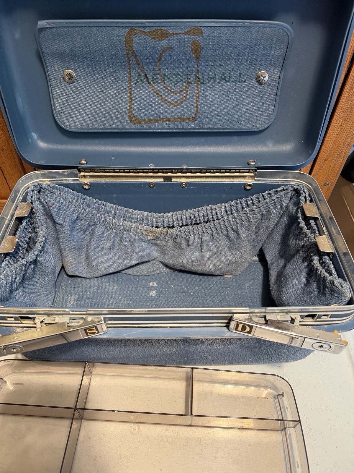 Vtg Blue Samsonite Saturn Hard Train Carry On Case With Tray