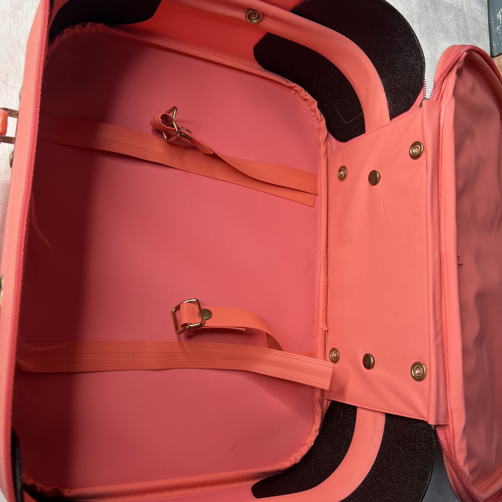 Vintage GOING TO GRANDMA’S Pink 1980s Childs Vinyl Suitcase Travel Carry On