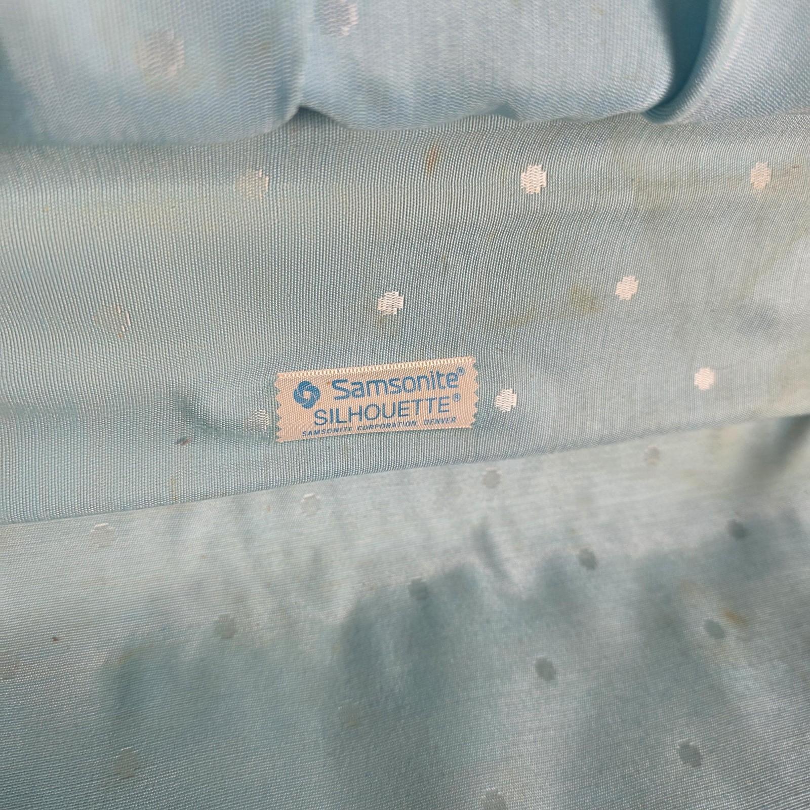 Vintage Samsonite Silhouette Blue Vinyl 23″ Locking Suitcase Luggage Keys Travel