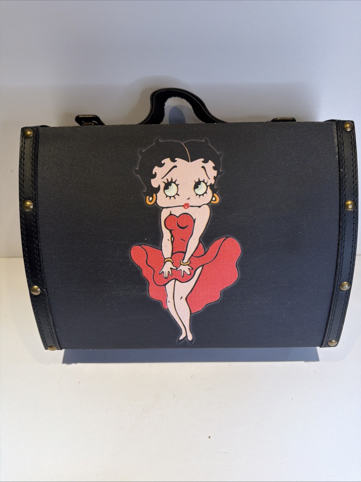 *SUPER RARE* VTG BETTY BOOP WOOD TRUNK SUITCASE TRAVEL BAG SZ 11”x8”x5” Unique