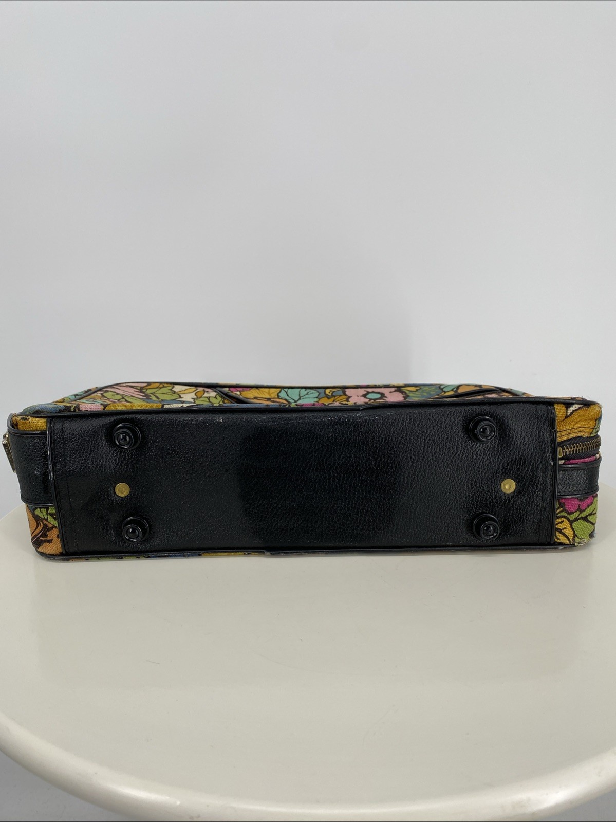 Vtg 1960’s A D Sutton Travel ware Fabric/canvas Floral Suitcase Retro