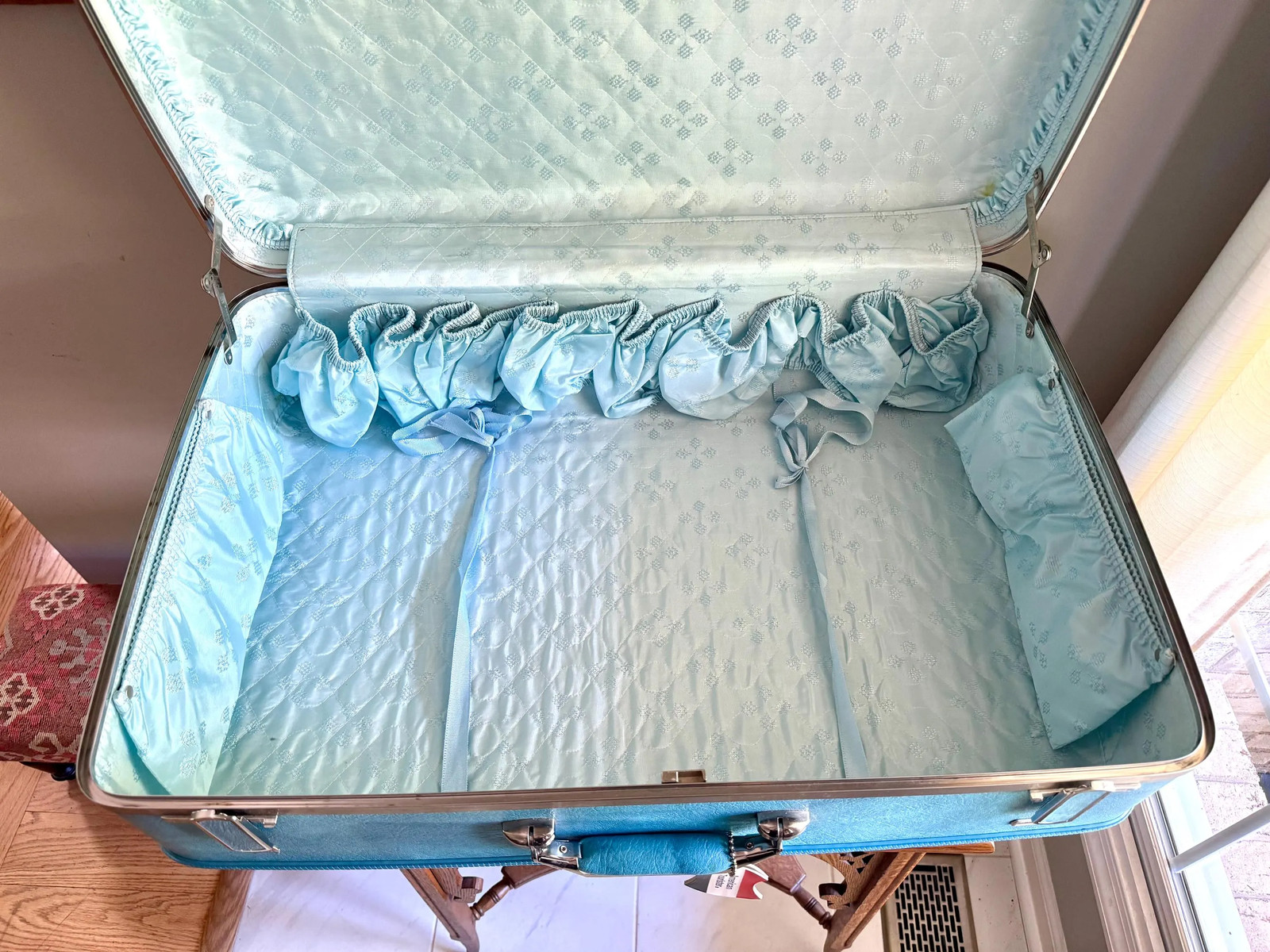 Vtg American Tourister Turquoise Marbled Luggage | American Tourister Suitcase