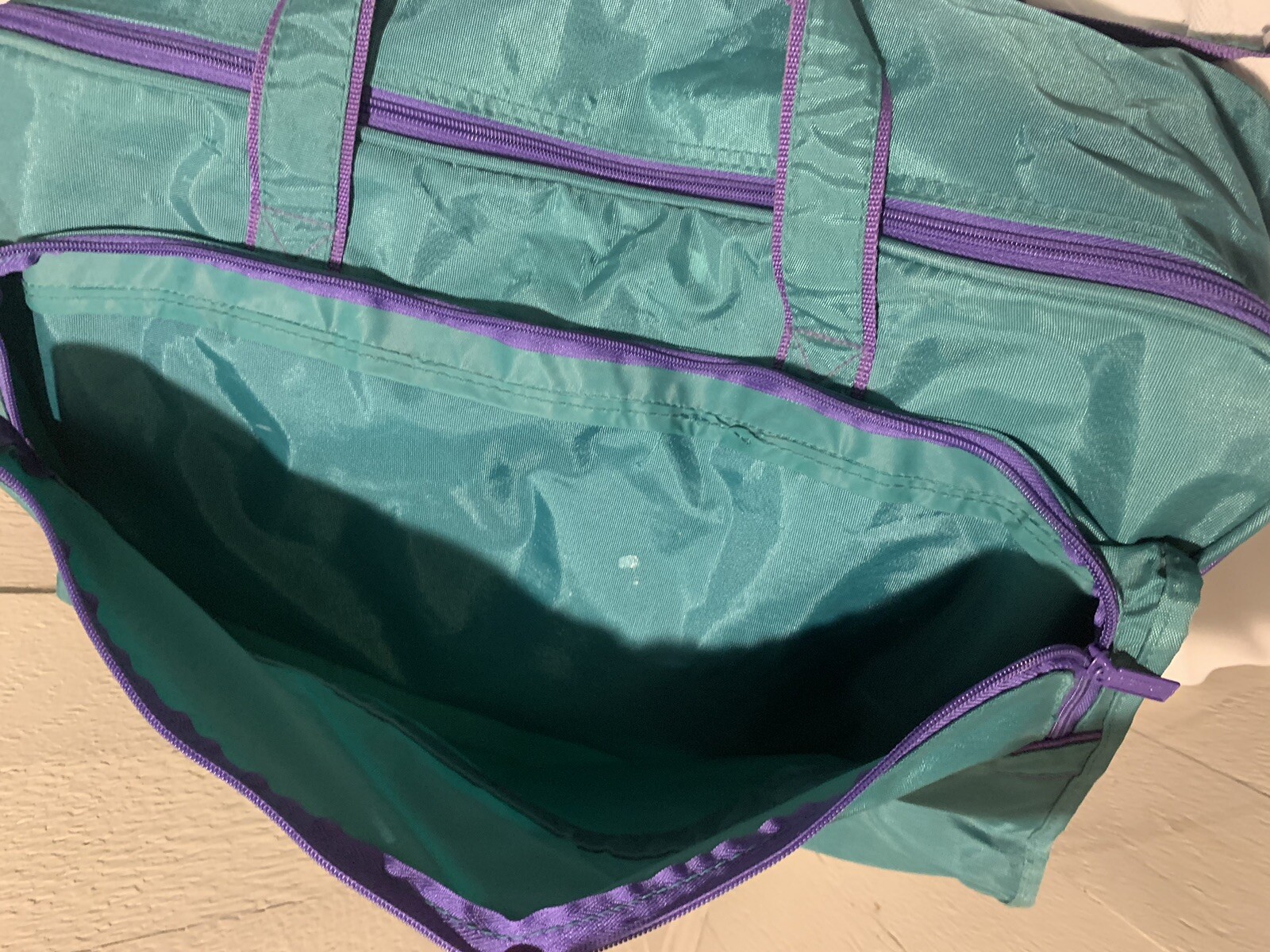 Members Only Bag Vintage 80s Duffel Bag Suitcase Teal and Purple