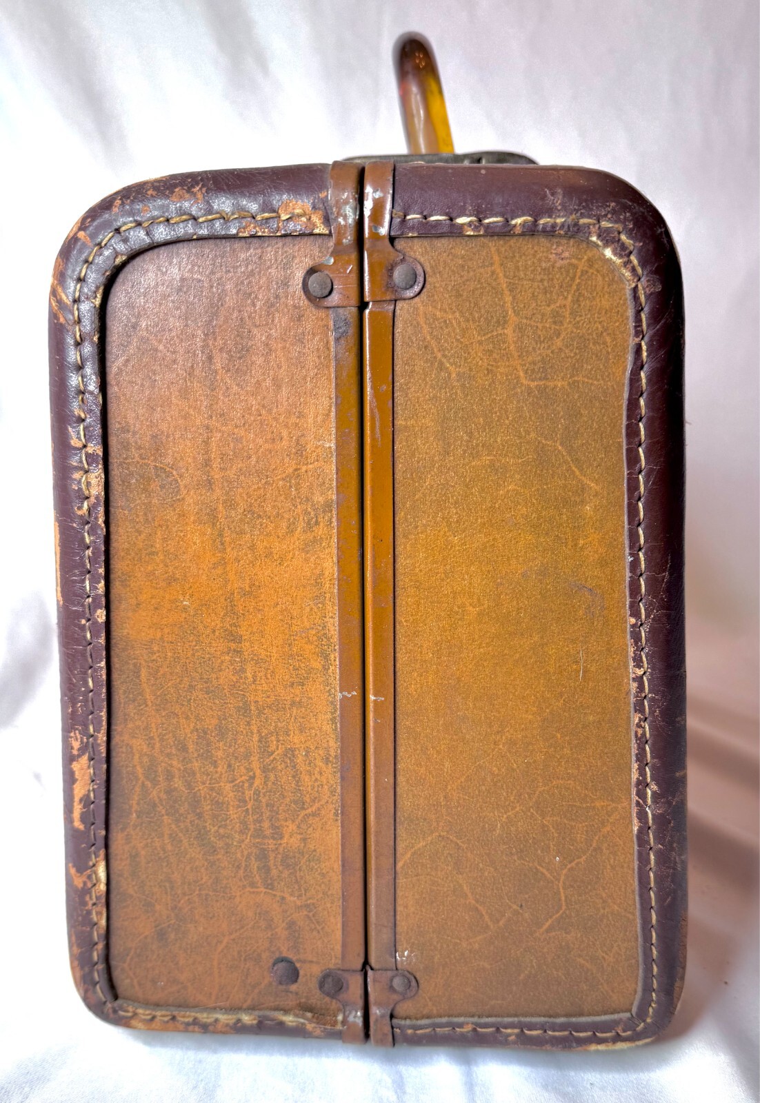 VTG Leather Samsonite Shwayder Bros Valise Suitcase Hard Shell Bakelite? Handle