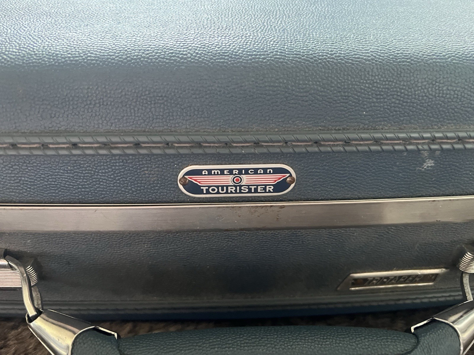 Vintage American Tourister Blue Suitcase Hard Shell Luggage 16x6x12